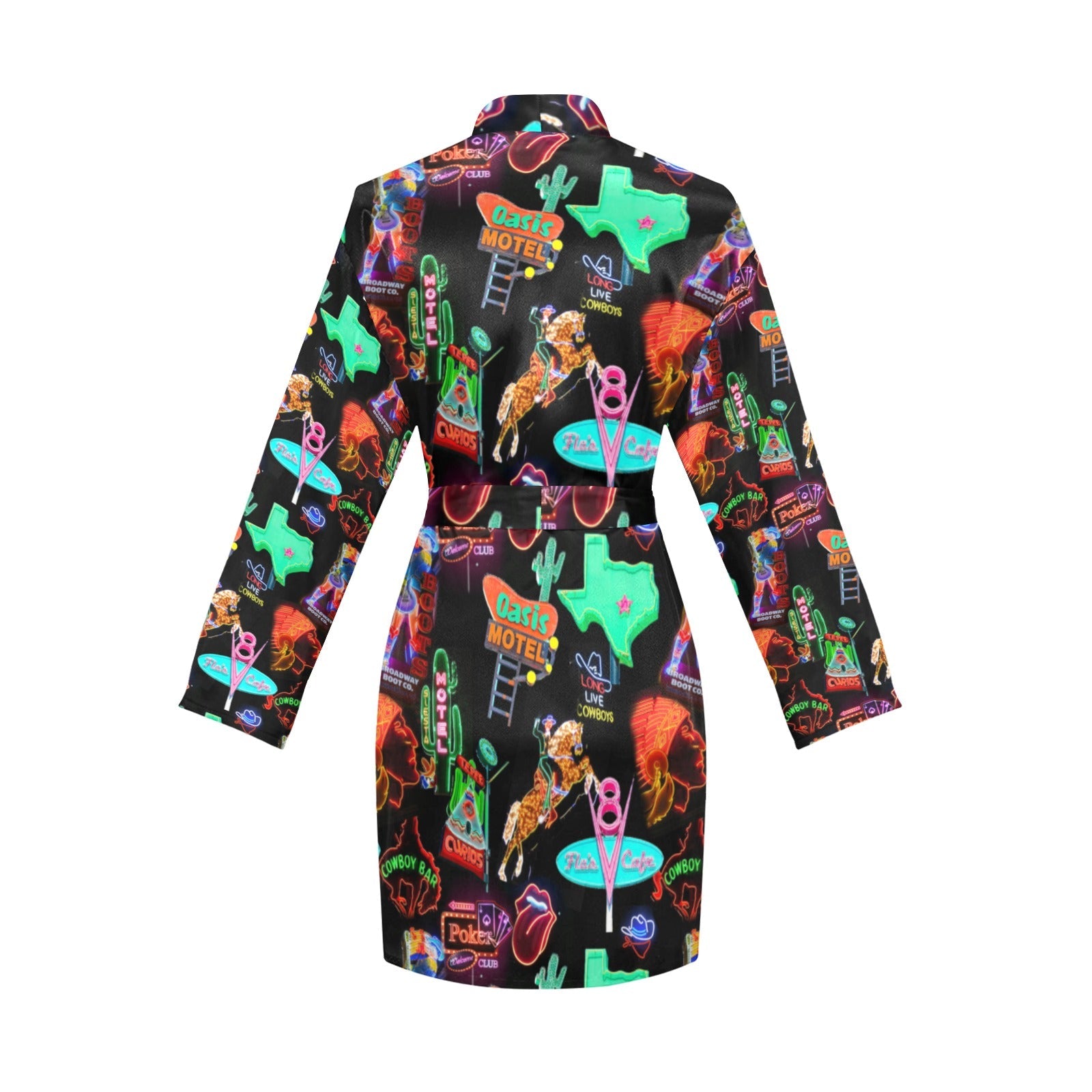 Baha Ranch Vegas Neon Women's Long Sleeve Belted Satin Feel Dressing Lounge Robe by Baha Ranch Western Wear - product image 4