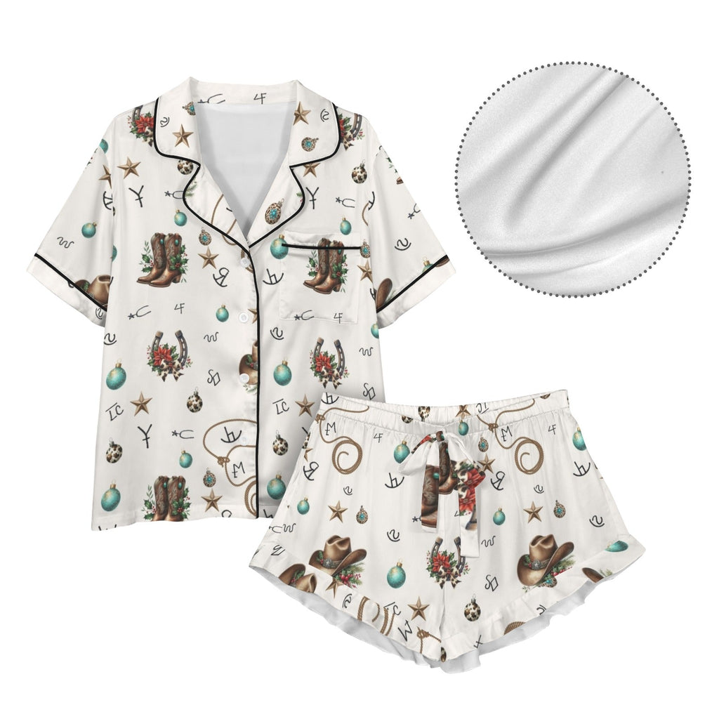 Baha Ranch Boots and Brands Western Cowgirl Cowboy Satin Short Pajama Sets by Baha Ranch Western Wear - product image 4
