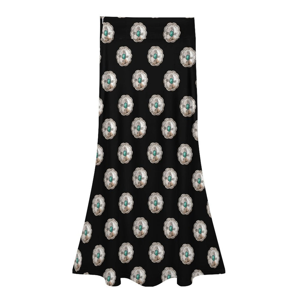 Baha Ranch Turquoise Silver Concho Maxi Skirt by Baha Ranch Western Wear - product image 4