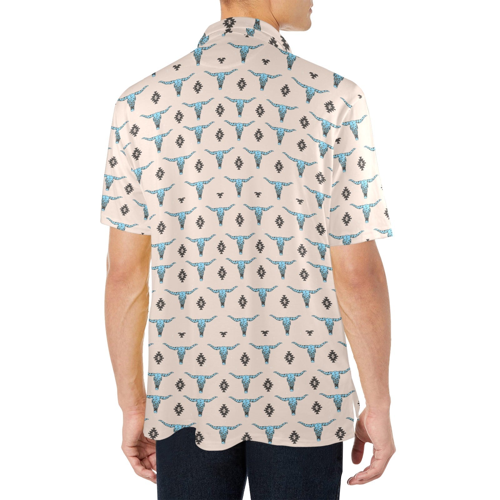 Baha Ranch Turquoise Longhorn Polo Style Shirt by Baha Ranch Western Wear - product image 5