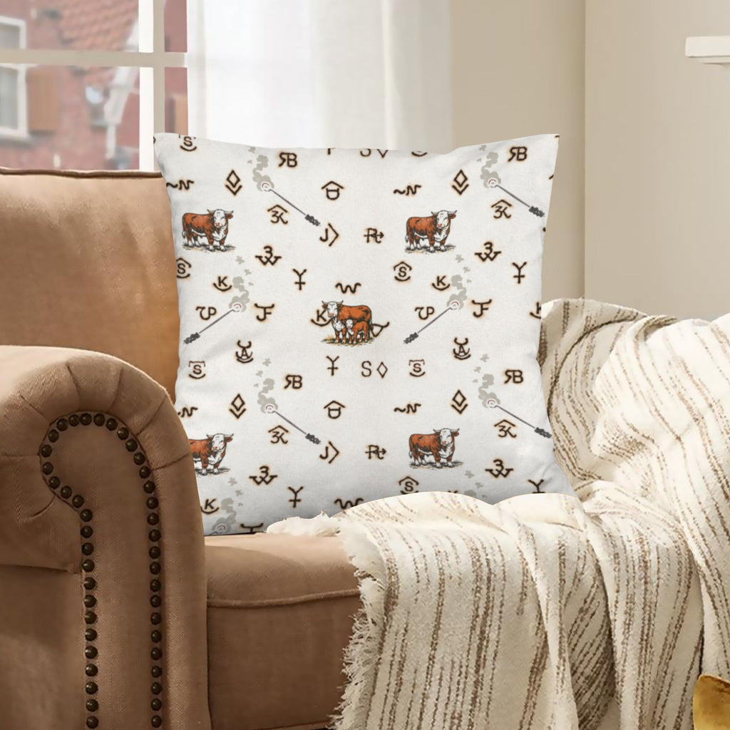 Baha Ranch Hereford Brands Velvety Soft Pillow Cover Made in America by Baha Ranch Western Wear
