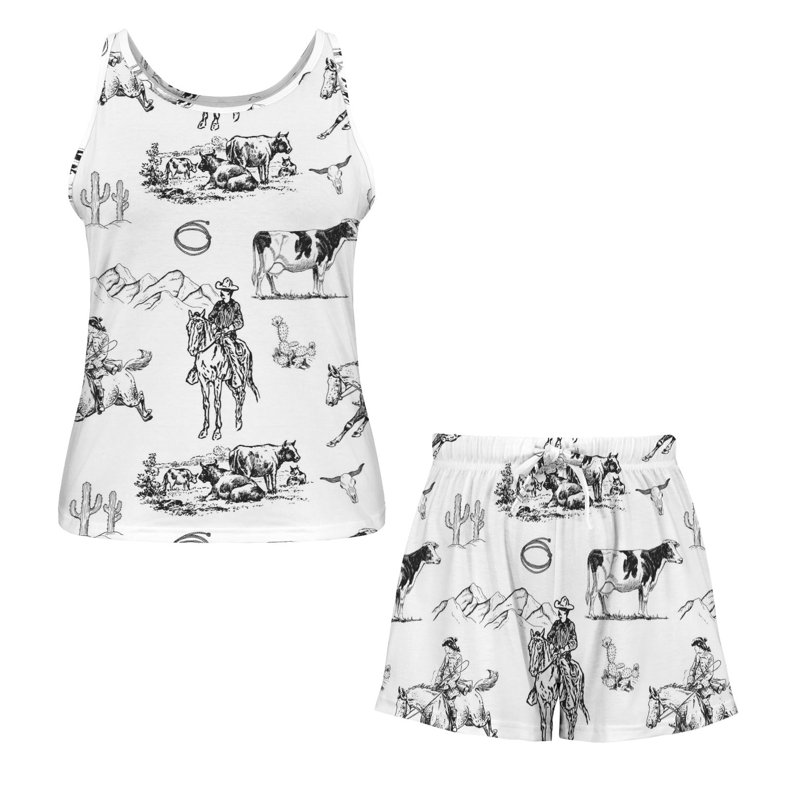 Baha Ranch Ranch Life White Pajama Lounge Tank Shorts Set Made in America by Baha Ranch Western Wear - product image 5