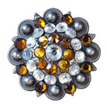 Hilason Western Silver Berry Rhinestone Concho — Yellow, 1.5"