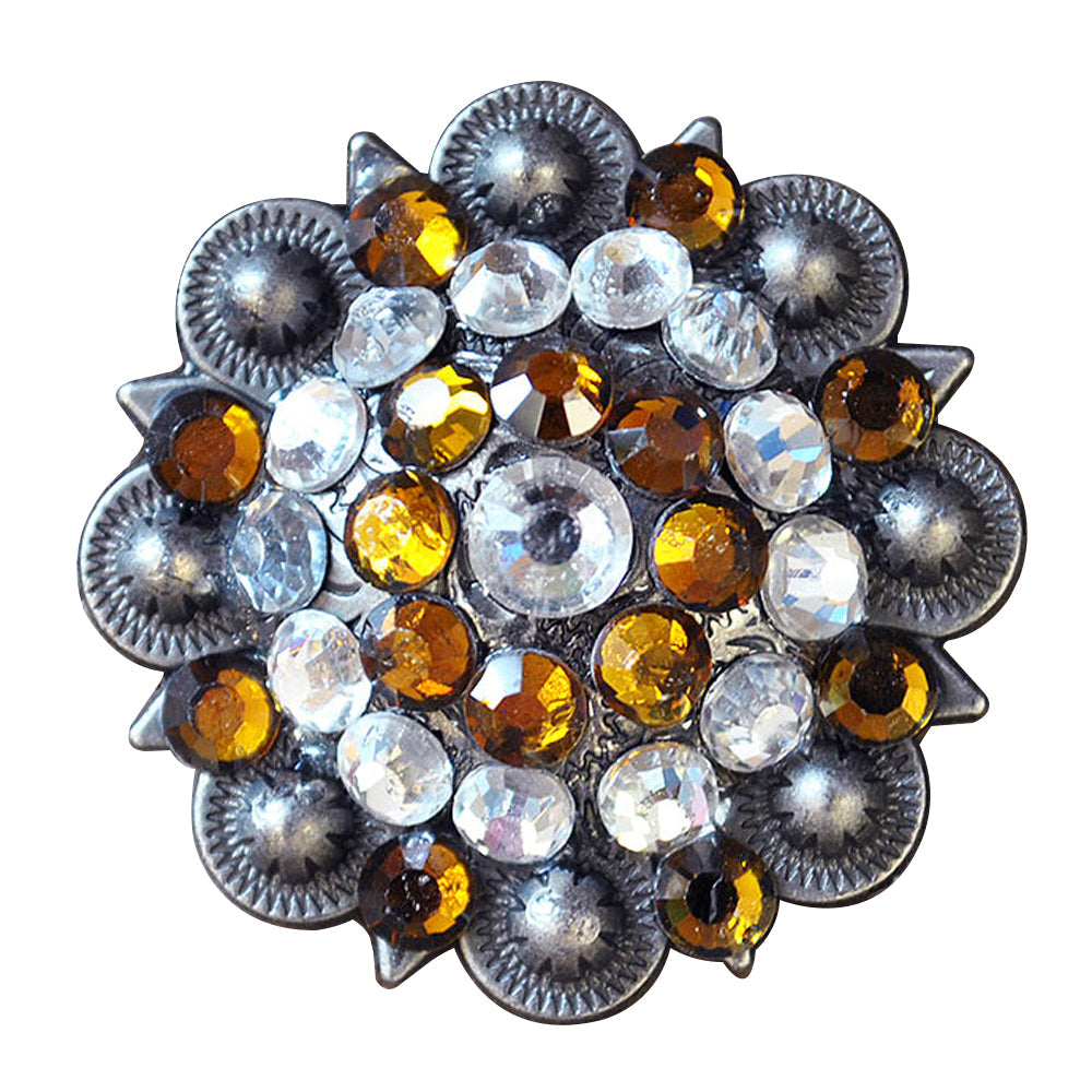 Hilason Western Silver Berry Rhinestone Concho — Yellow, 1.5"