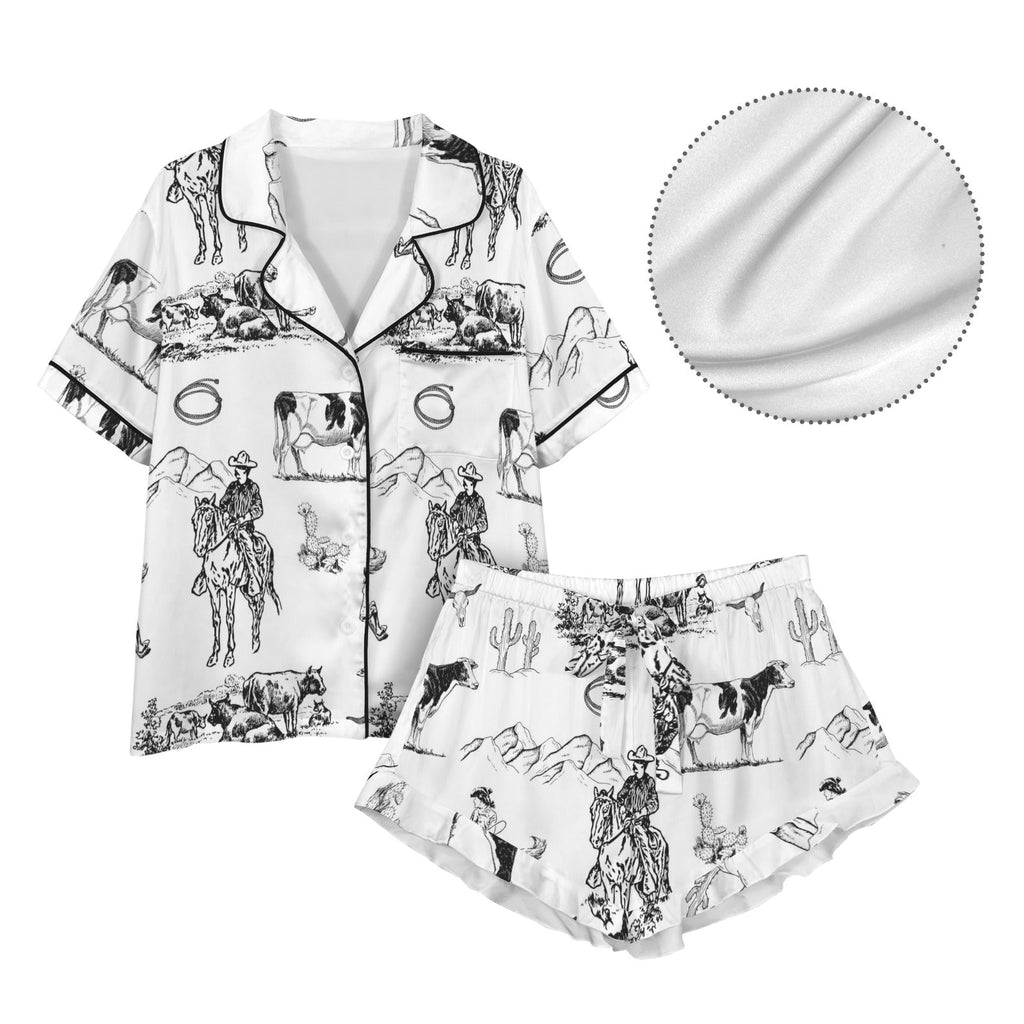 Baha Ranch Ranch Life Western Cowgirl Satin Ruffle Pajama Set by Baha Ranch Western Wear - product image 4