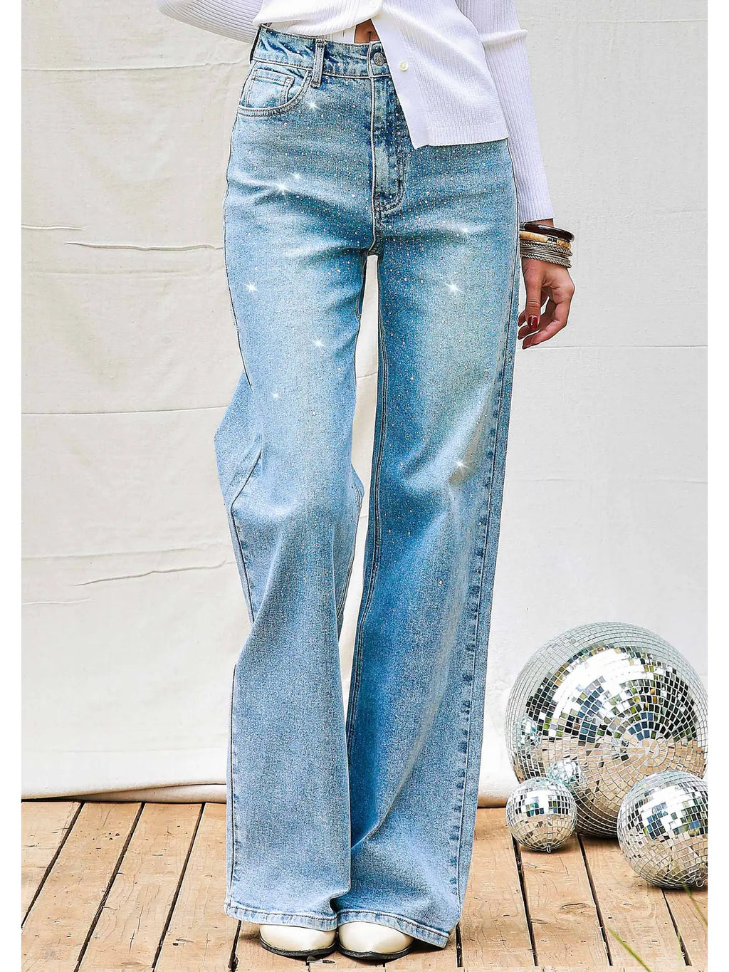 Luxa Iridescent Rhinestone Denim | Jeans