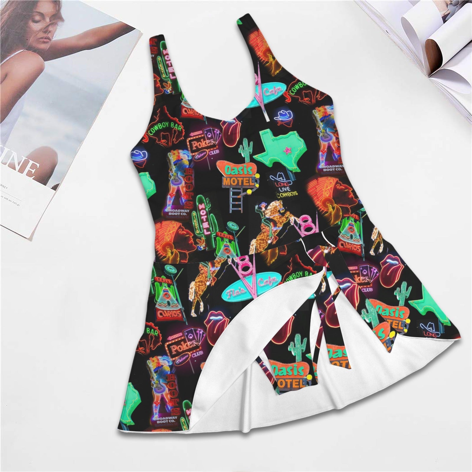 Baha Ranch Vegas Neon Skirted Swimsuit by Baha Ranch Western Wear - product image 5
