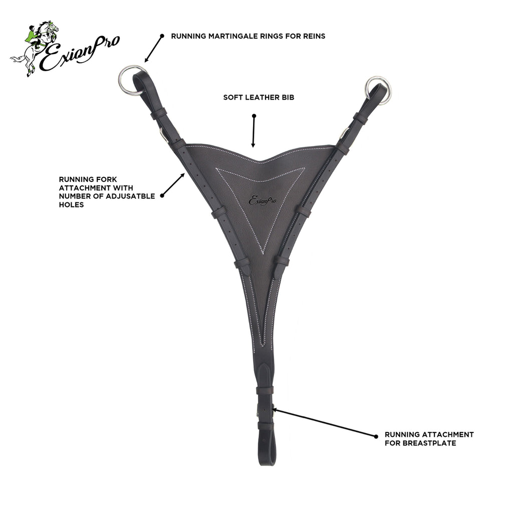 ExionPro Soft Leather Bib Running Martingale Attachment by Bridles & Reins - alternate view 4