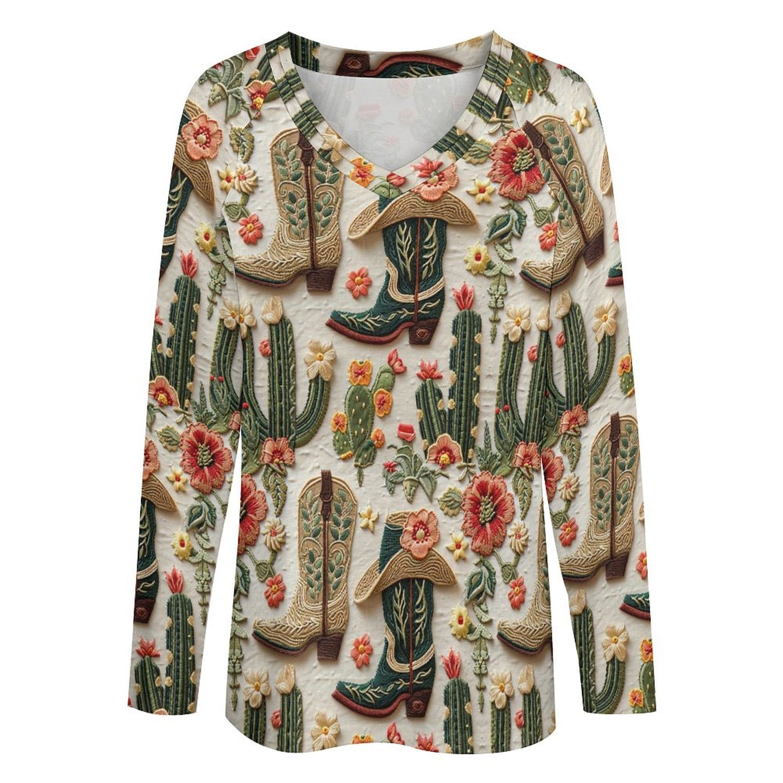 Baha Ranch Western Cactus Print Long Sleeve Top by Baha Ranch Western Wear - product image 2