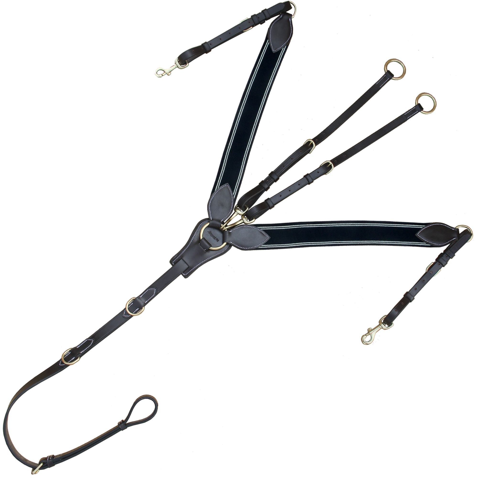 ExionPro Wide Elastic 3 Point Breastplate - Navy Blue Elastic with White Lines by Bridles & Reins - alternate view 5