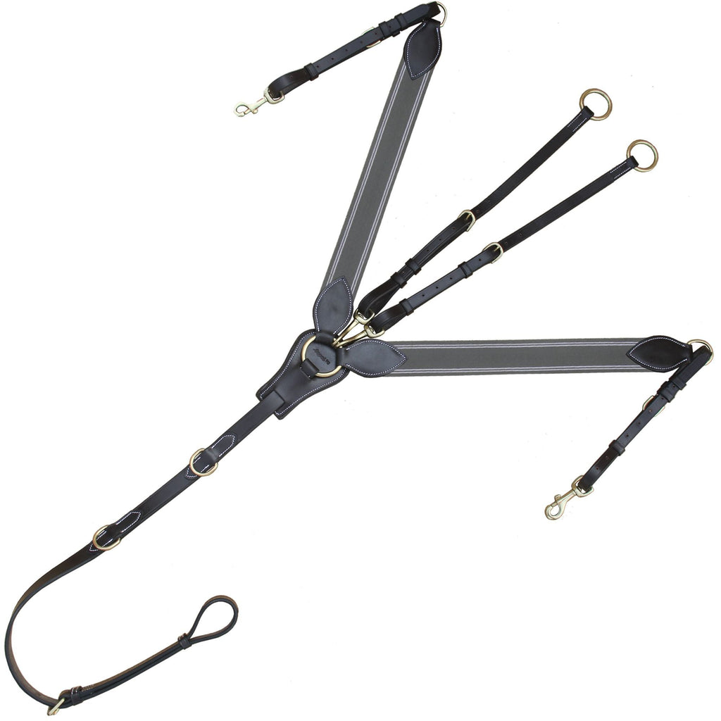 ExionPro Wide Elastic 3 Point Breastplate - Grey Elastic with White Lines by Bridles & Reins - alternate view 3