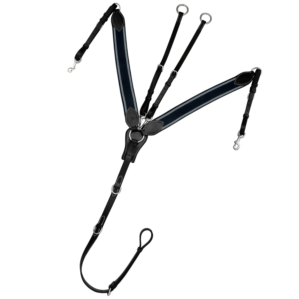 ExionPro Wide Elastic 3 Point Breastplate - Navy Blue Elastic with White Lines by Bridles & Reins - alternate view 2