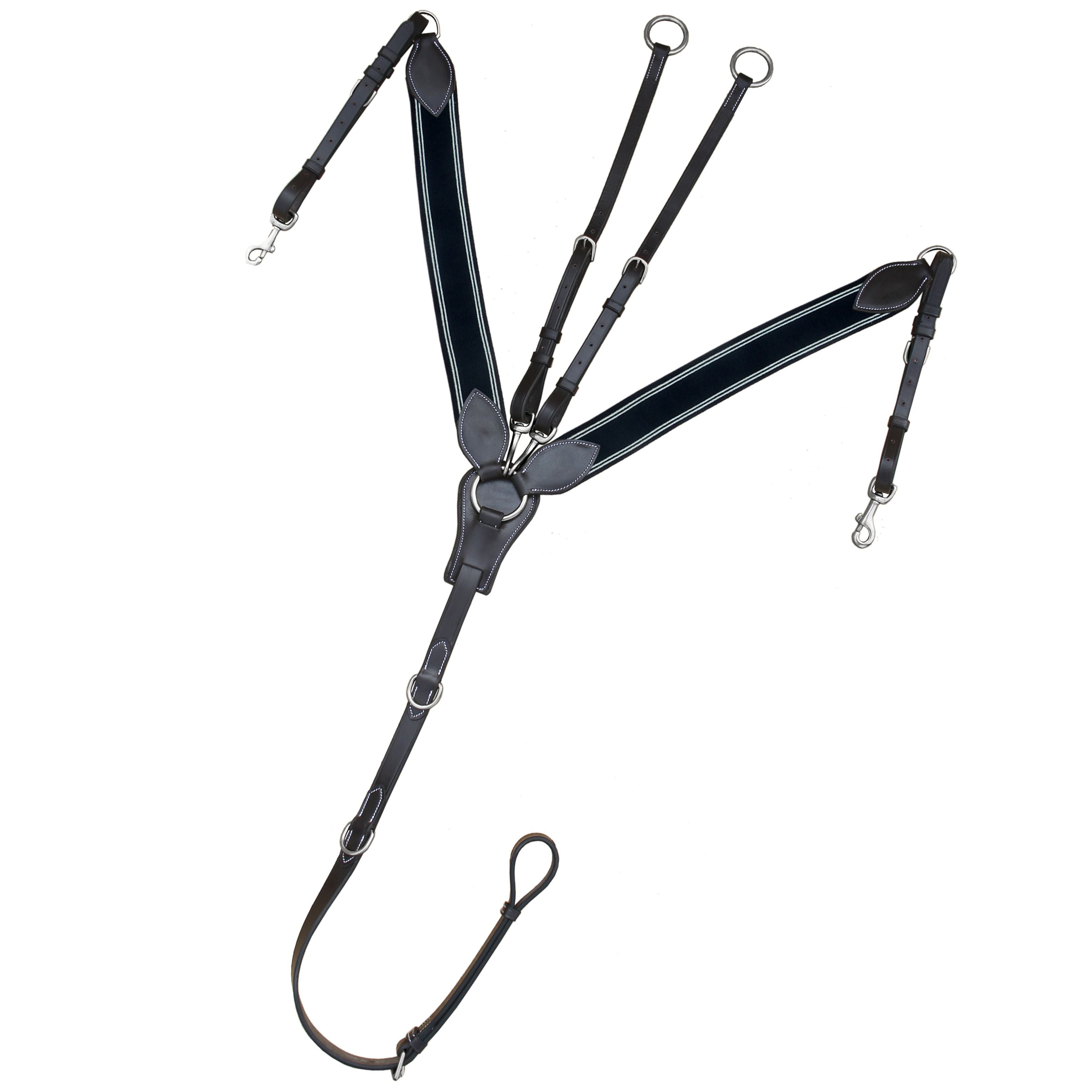 ExionPro Wide Elastic 3 Point Breastplate - Navy Blue Elastic with White Lines by Bridles & Reins