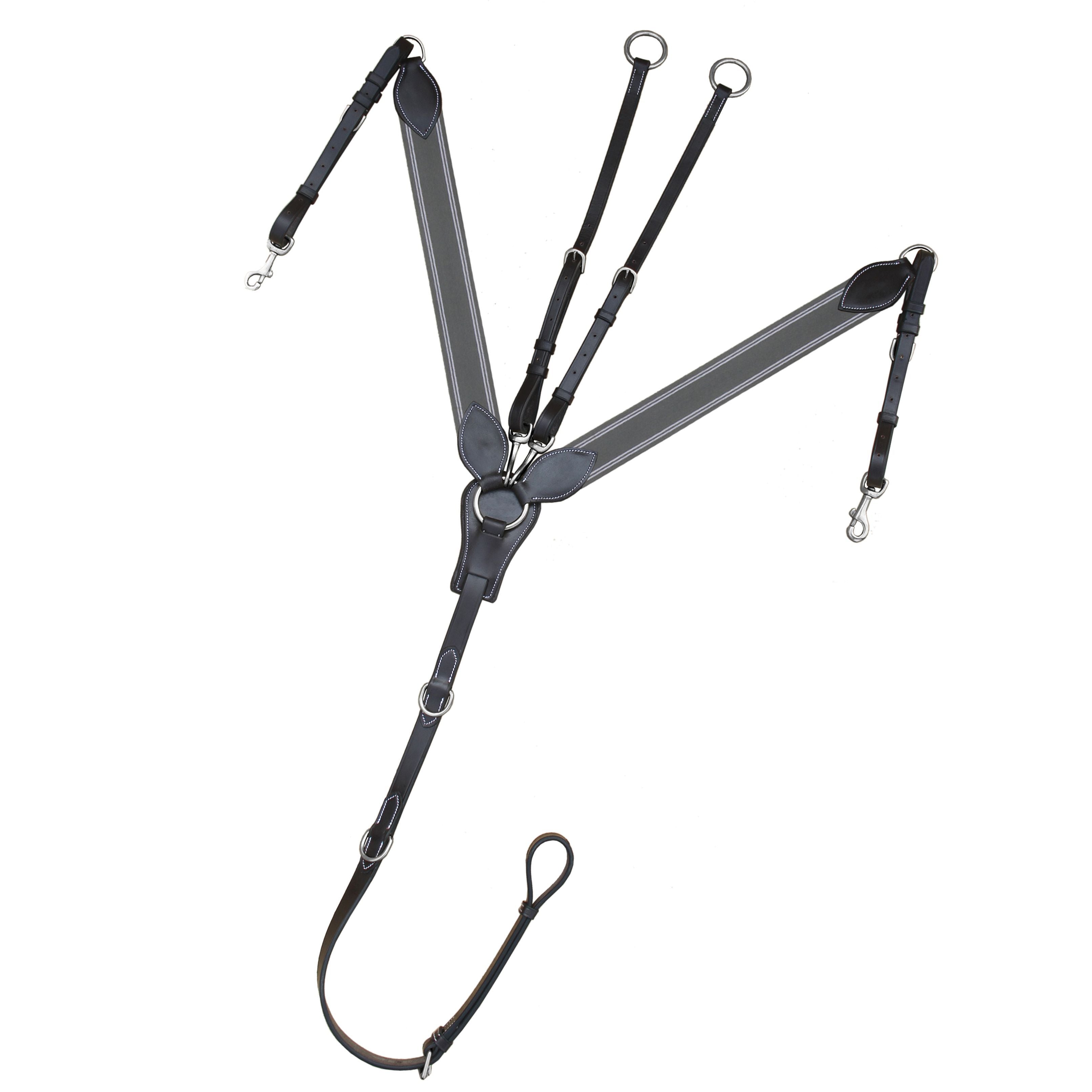 ExionPro Wide Elastic 3 Point Breastplate - Grey Elastic with White Lines by Bridles & Reins