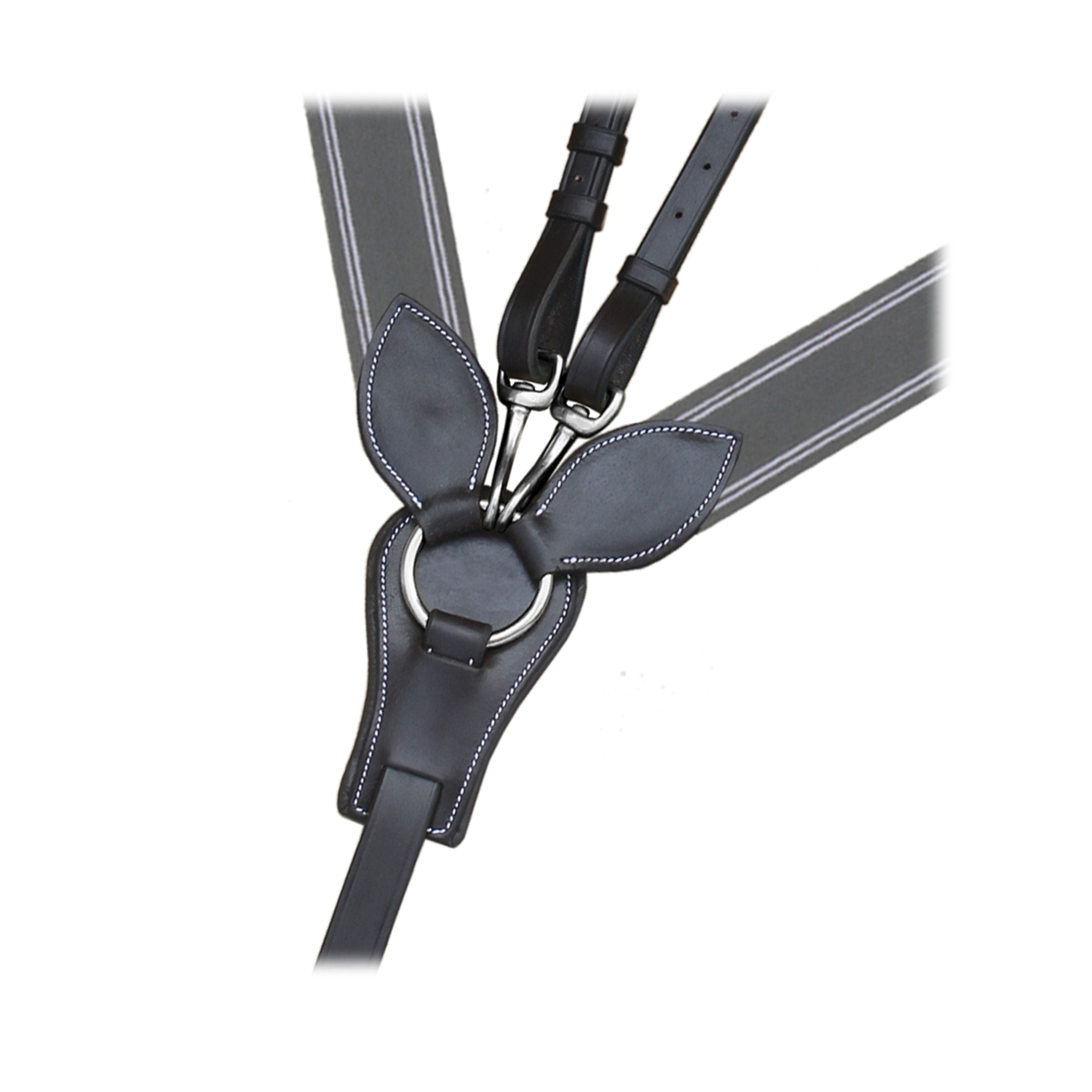 ExionPro Wide Elastic 3 Point Breastplate - Grey Elastic with White Lines by Bridles & Reins - alternate view 7