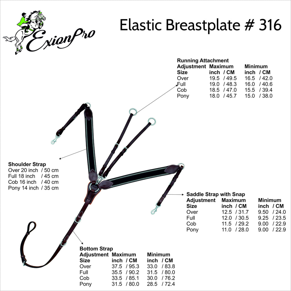 ExionPro Wide Elastic 3 Point Breastplate - Grey Elastic with White Lines by Bridles & Reins - alternate view 5