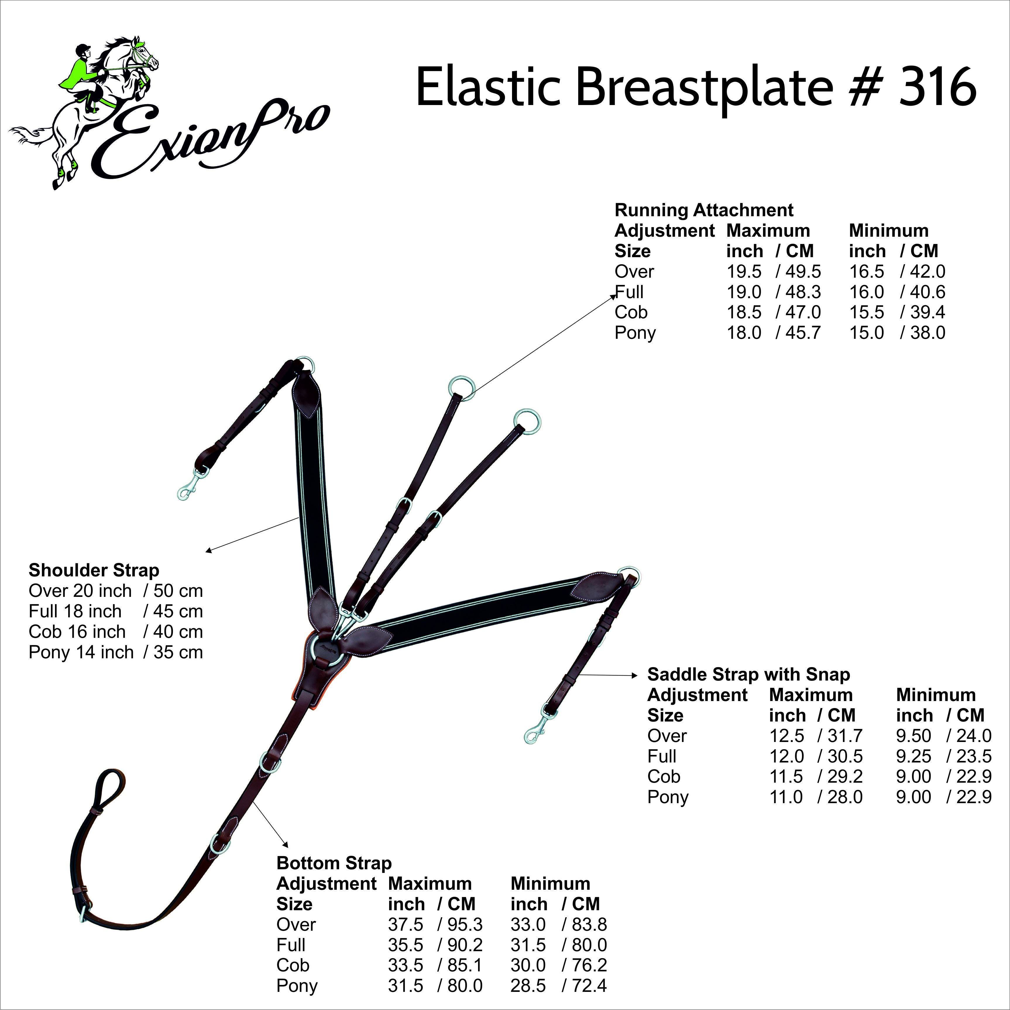 ExionPro Wide Elastic 3 Point Breastplate - Grey Elastic with White Lines by Bridles & Reins - alternate view 5