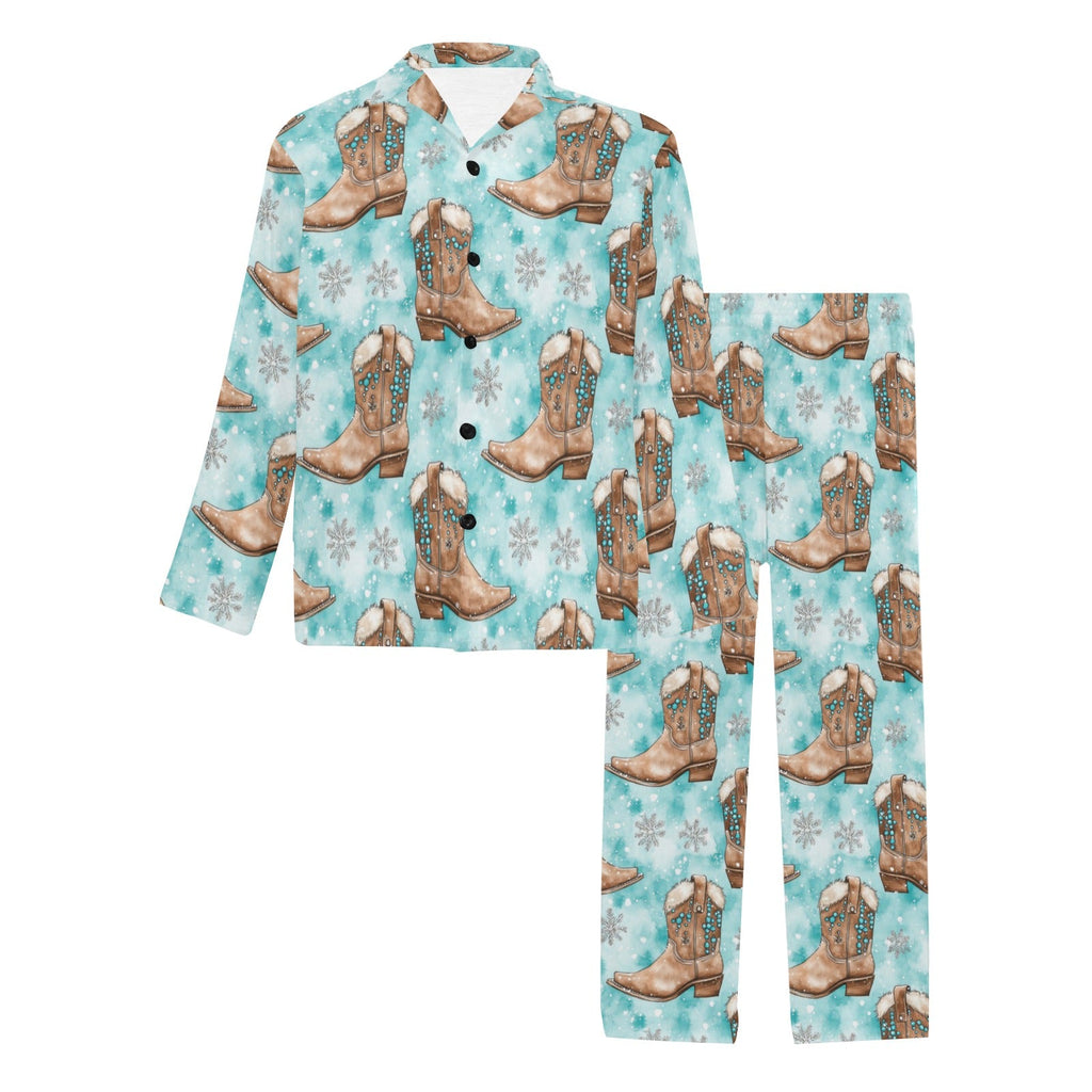 Baha Ranch Turquoise Christmas Boots Men's Western Pajamas by Baha Ranch Western Wear - product image 3