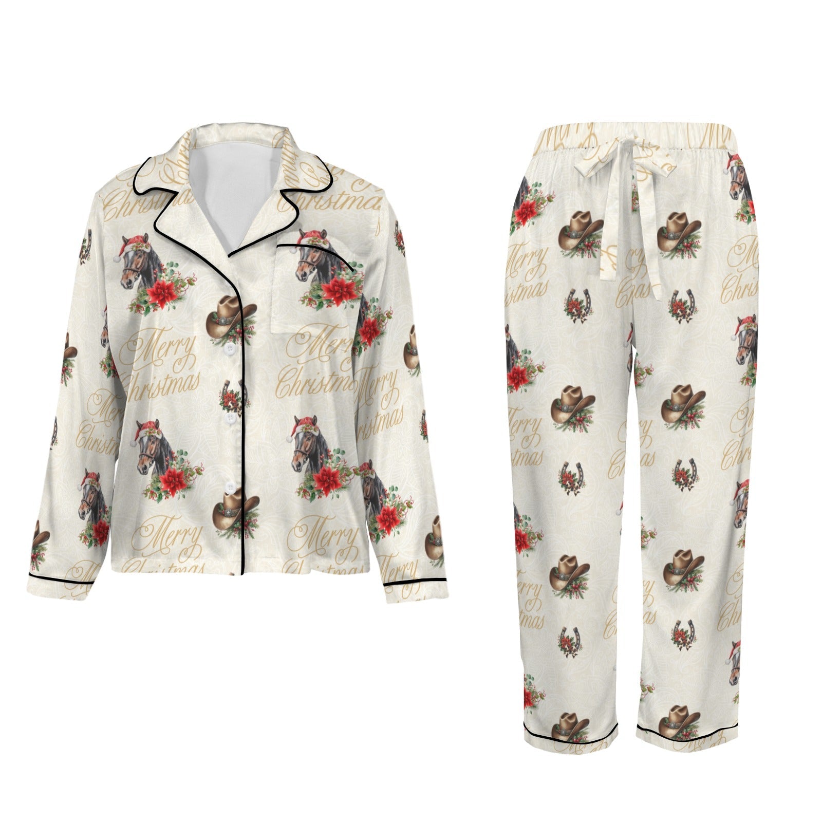 Baha Ranch Christmas Horses Satin Western Pajamas by Baha Ranch Western Wear - product image 4