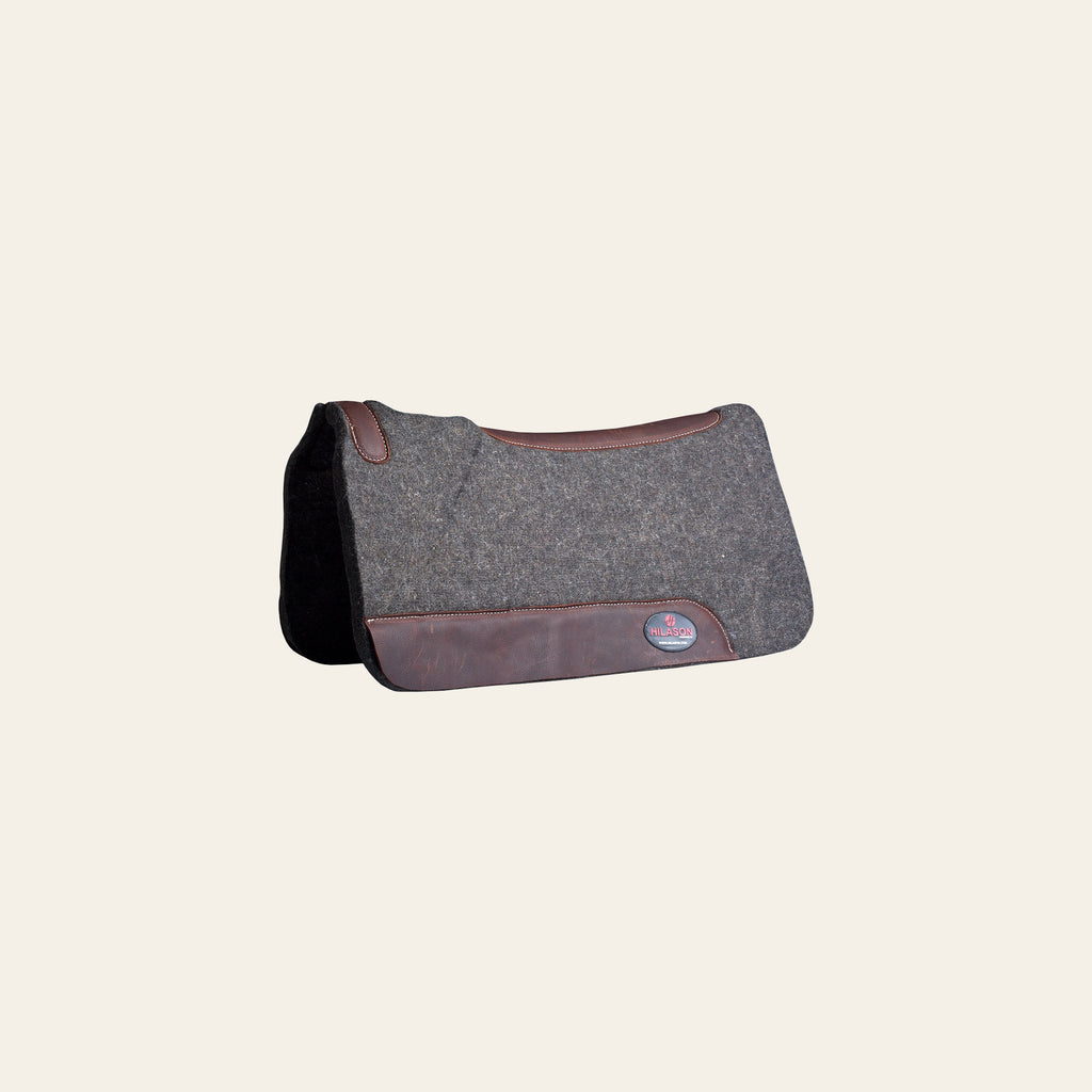 HILASON Western Wool Felt Horse Saddle Pad W/ Distressed Wear Leather Made in USA | for Horses