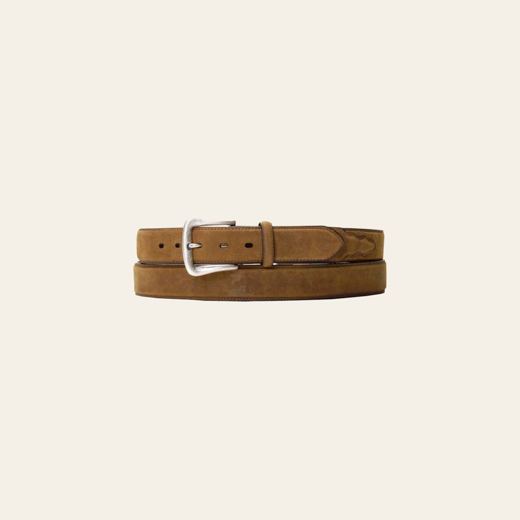 Nocona Leather Mens Belt Overlay 1-1/2 In Wide Silver Buckle Brown