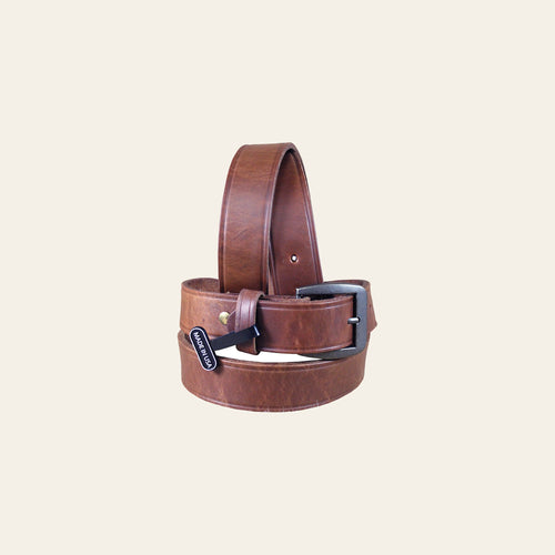 3D Brown Mens Basic Leather Belt Removable Brass Buckle