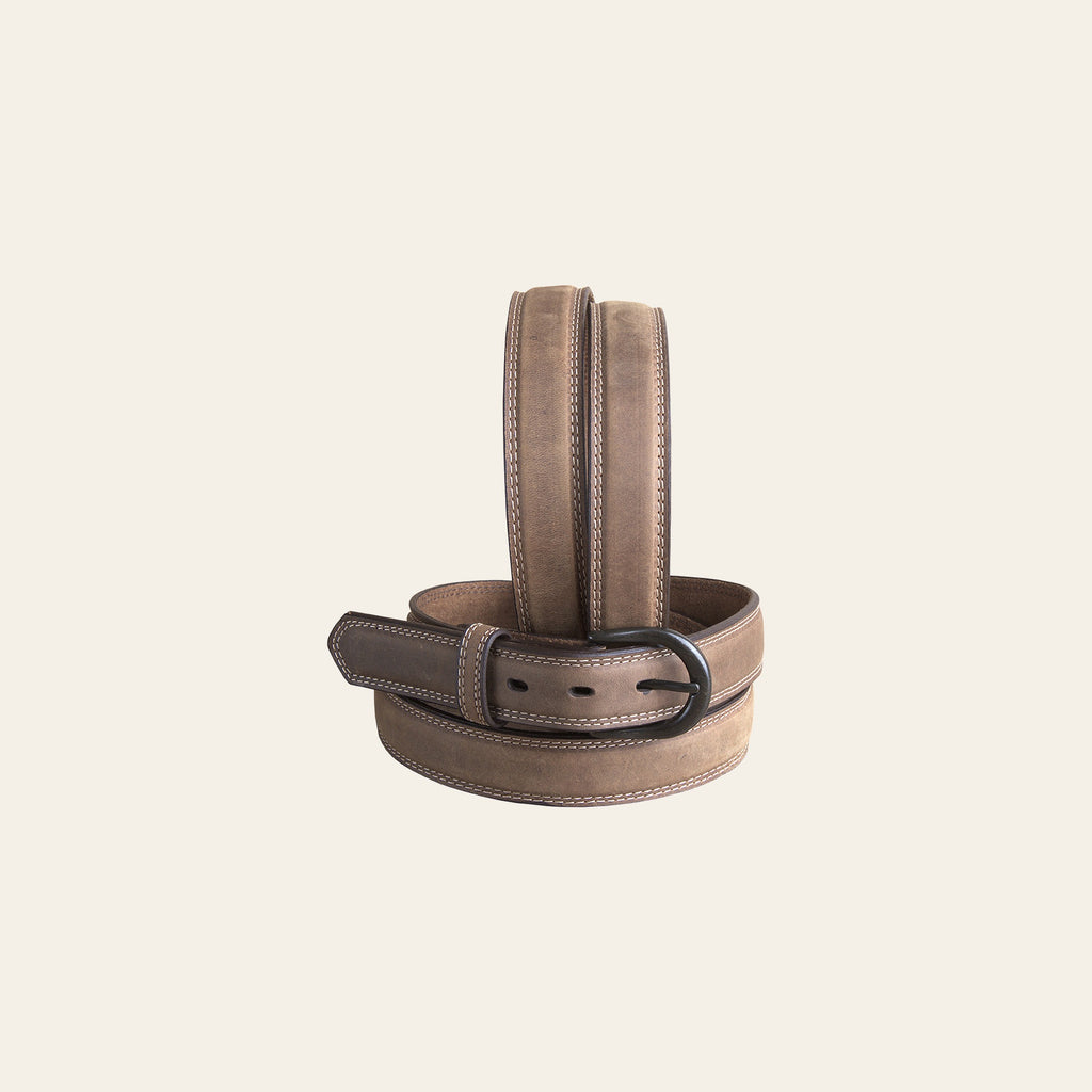 3D Full-Grain Cognac Leather Cowboy Belt Brown 1.25" Wide & Removable Buckle