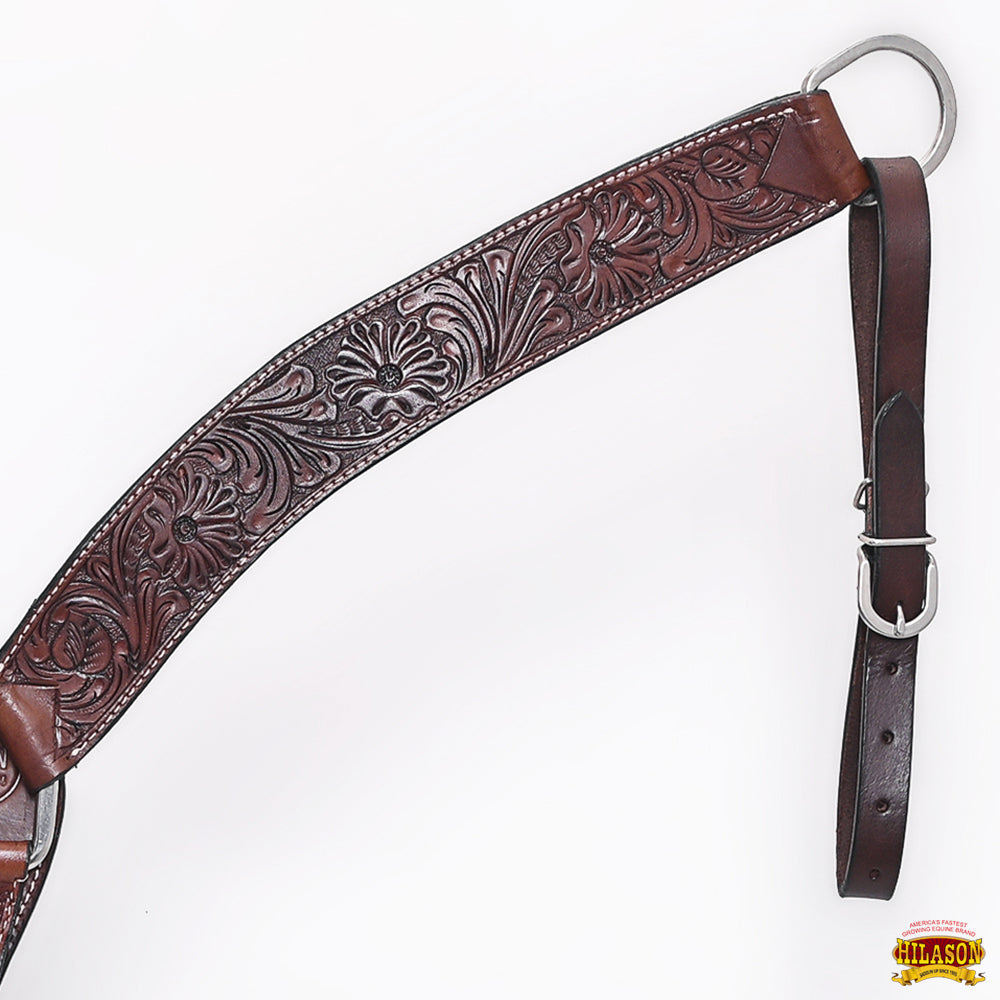 HILASON Western Horse Headstall Breast Collar Tack Genuine American Leather Floral Dark Brown