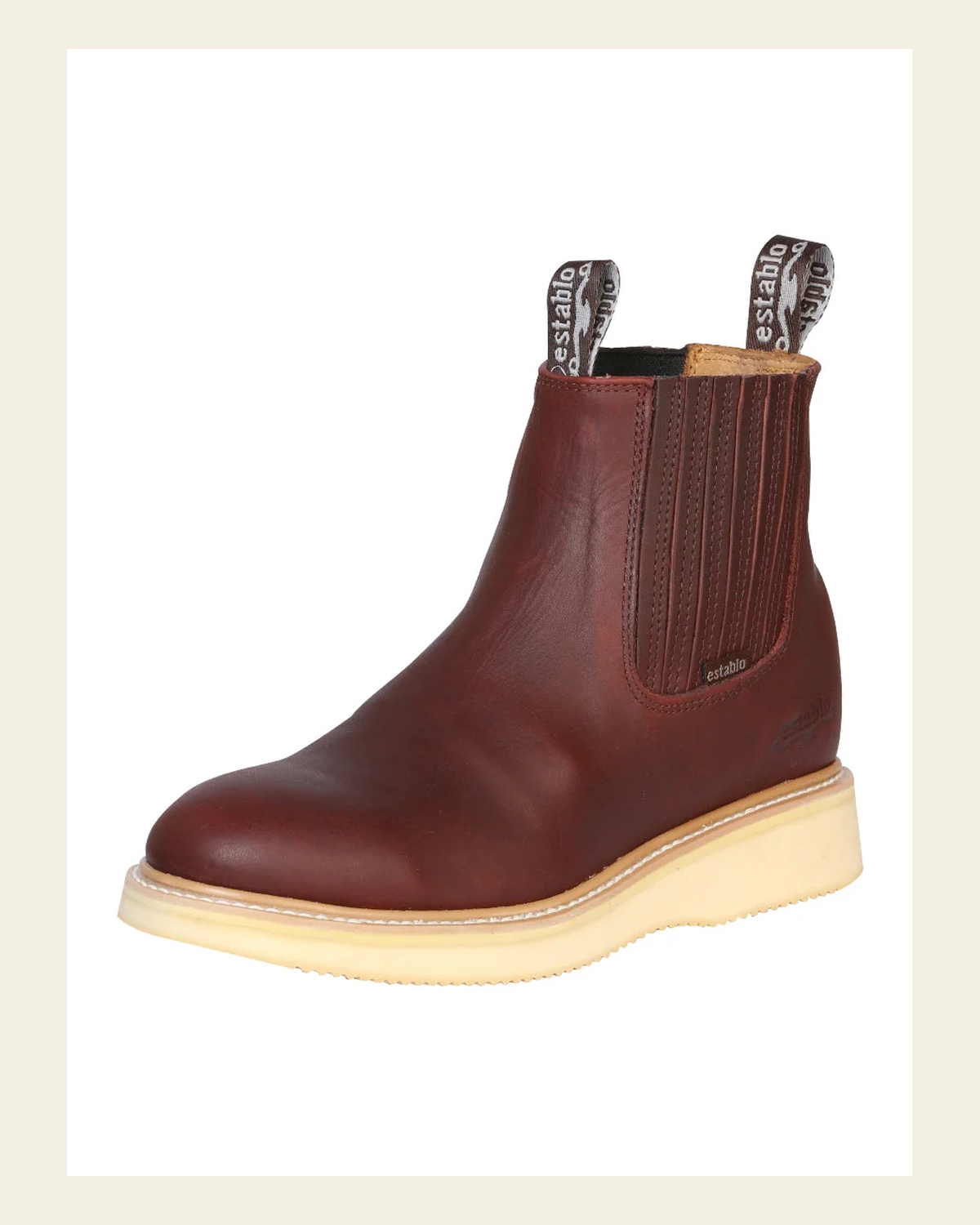 ESTABLO Men’s Work Leather Ankle Work Boot - Made in Mexico - Grasso Shedron 321 on a warm cream background