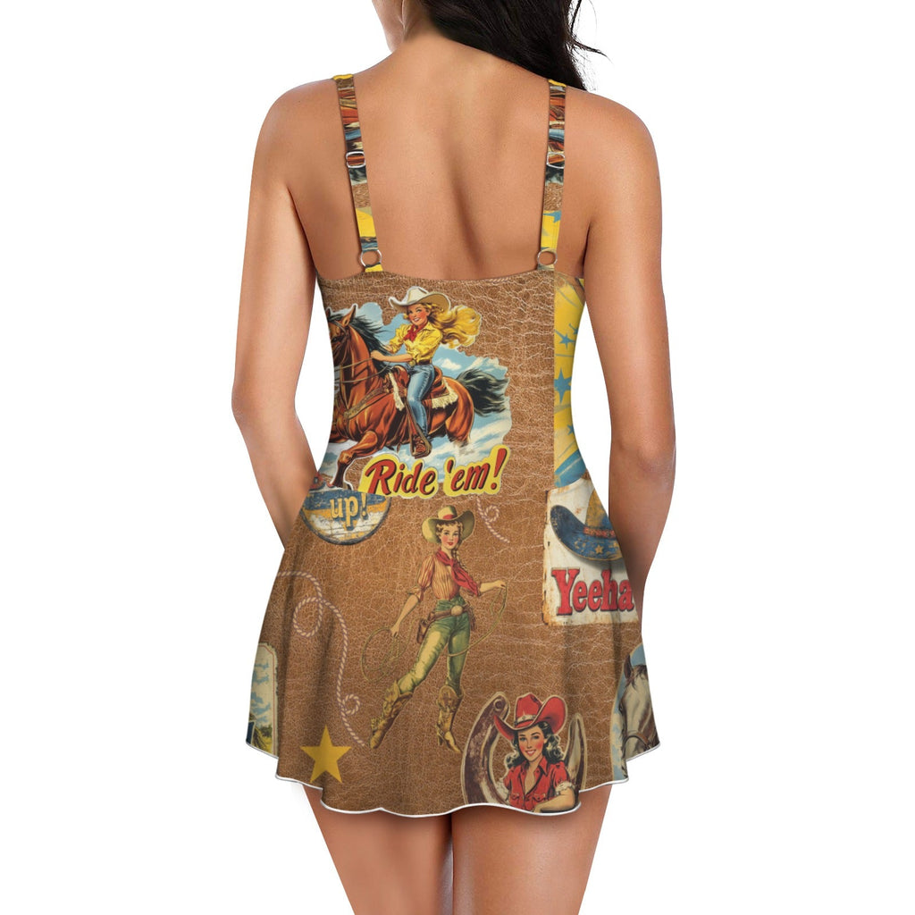 Baha Ranch Vintage Cowgirl Collage Skirted Swim Suit by Baha Ranch Western Wear - product image 4