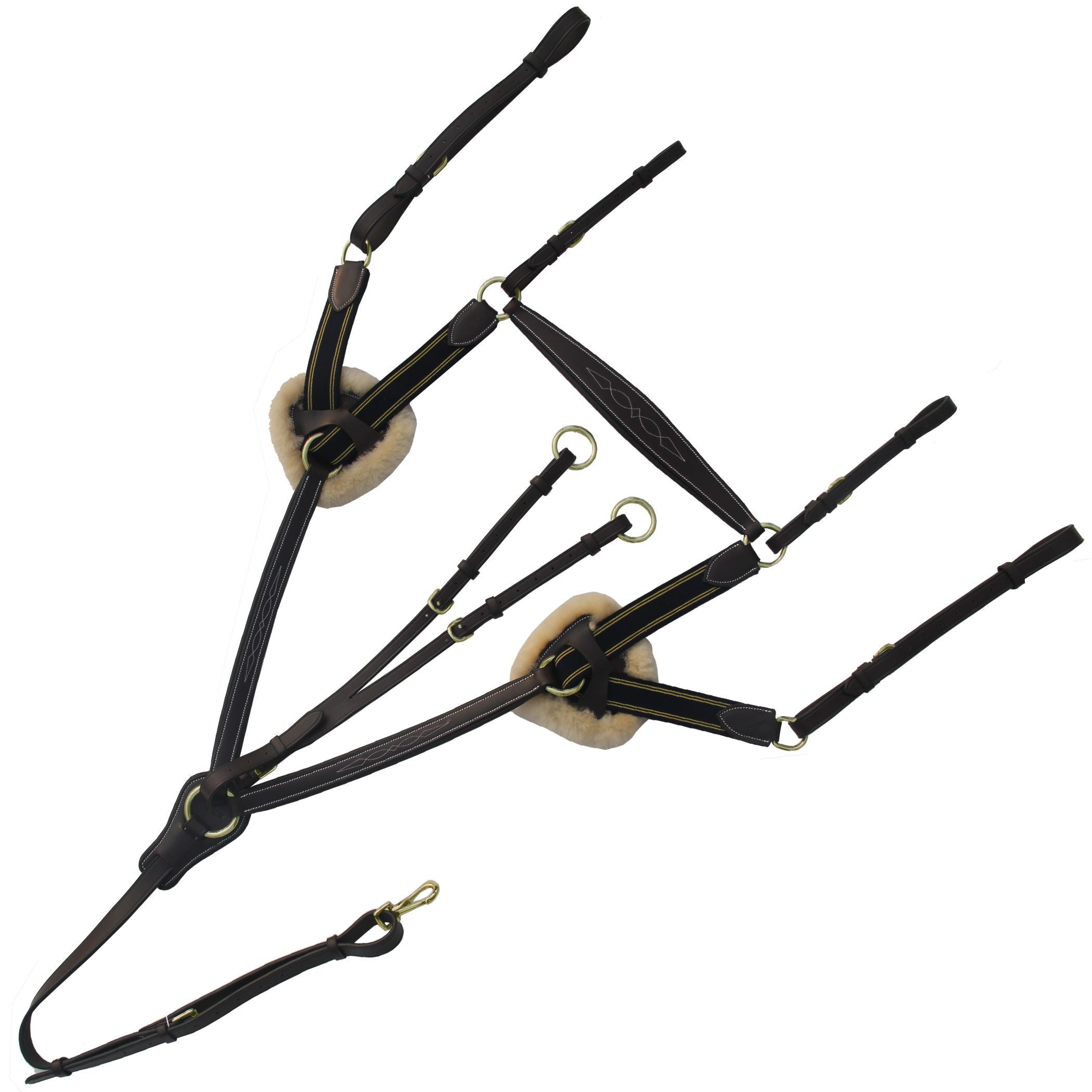 ExionPro 5 Point Breastplate - Navy Blue Elastic with Yellow Line by Bridles & Reins - alternate view 7