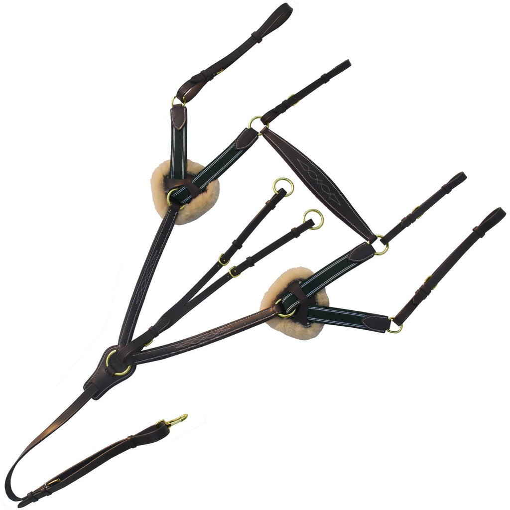 ExionPro 5 Point Breastplate - Green Elastic with White Lines by Bridles & Reins - alternate view 8