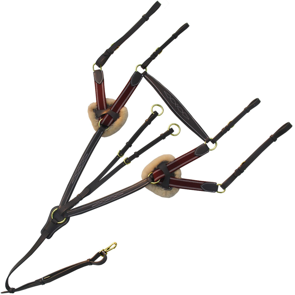 ExionPro 5 Point Breastplate - Burgundy Elastic with White Strips by Bridles & Reins - alternate view 10