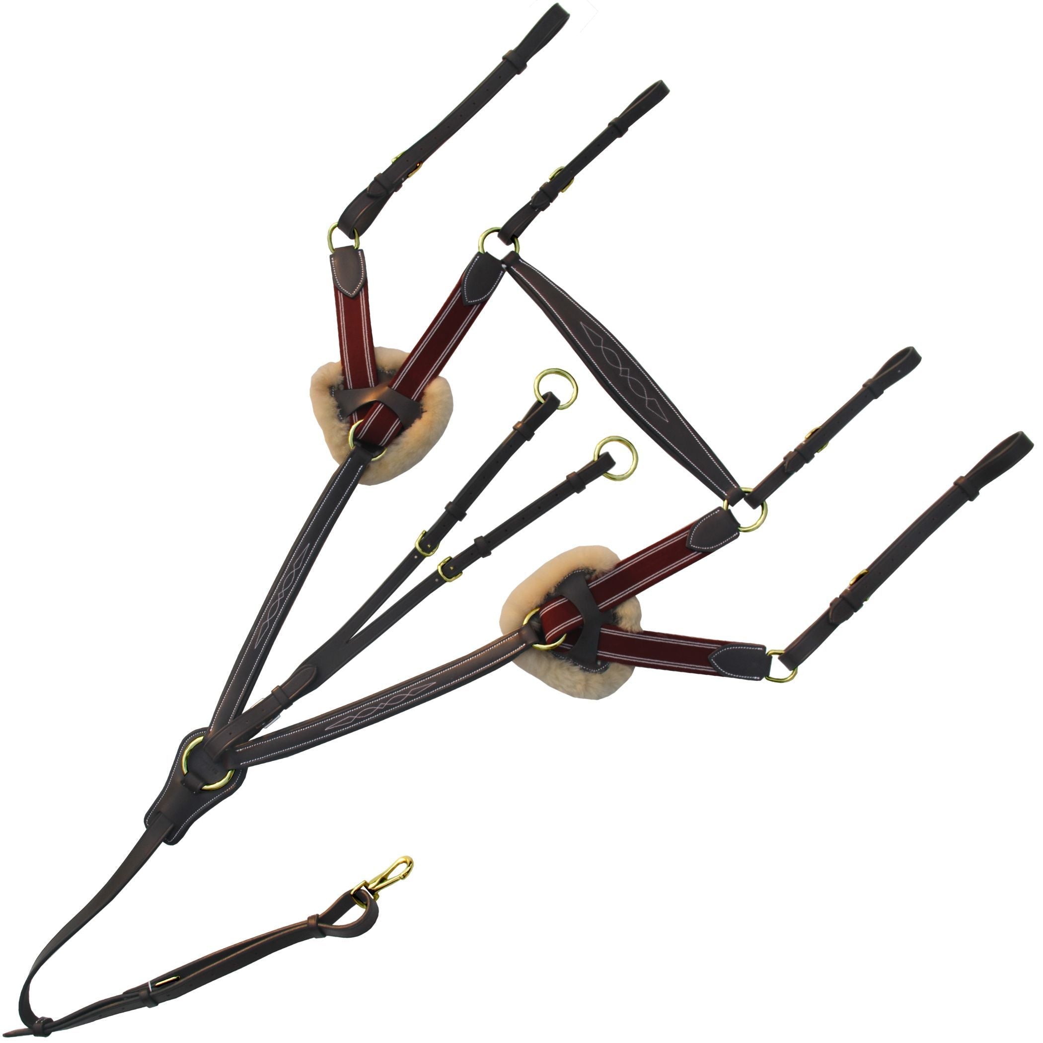 ExionPro 5 Point Breastplate - Burgundy Elastic with White Strips by Bridles & Reins - alternate view 10