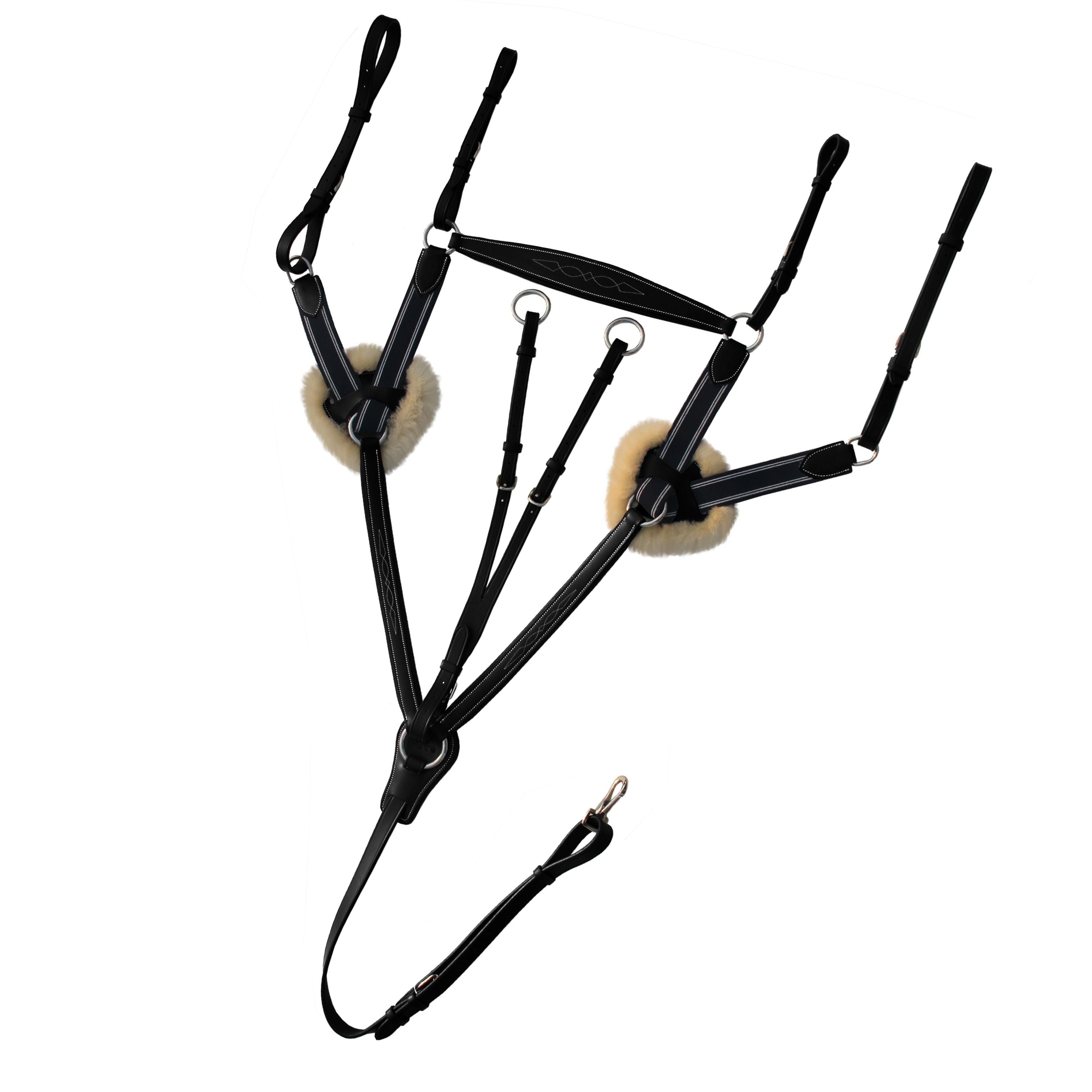 ExionPro 5 Point Breastplate - Navy Blue Elastic with White Lines by Bridles & Reins - alternate view 2