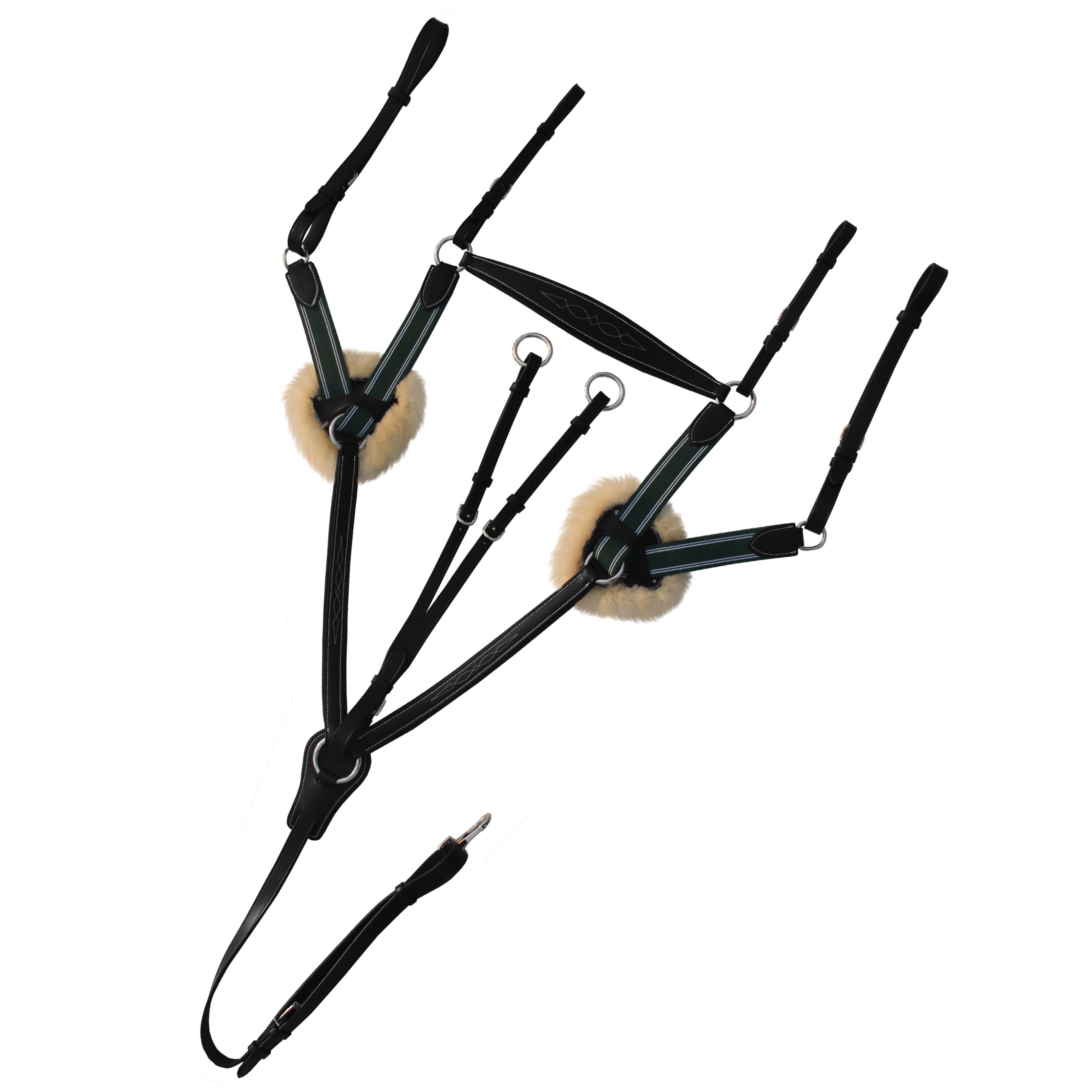 ExionPro 5 Point Breastplate - Green Elastic with White Lines by Bridles & Reins - alternate view 2