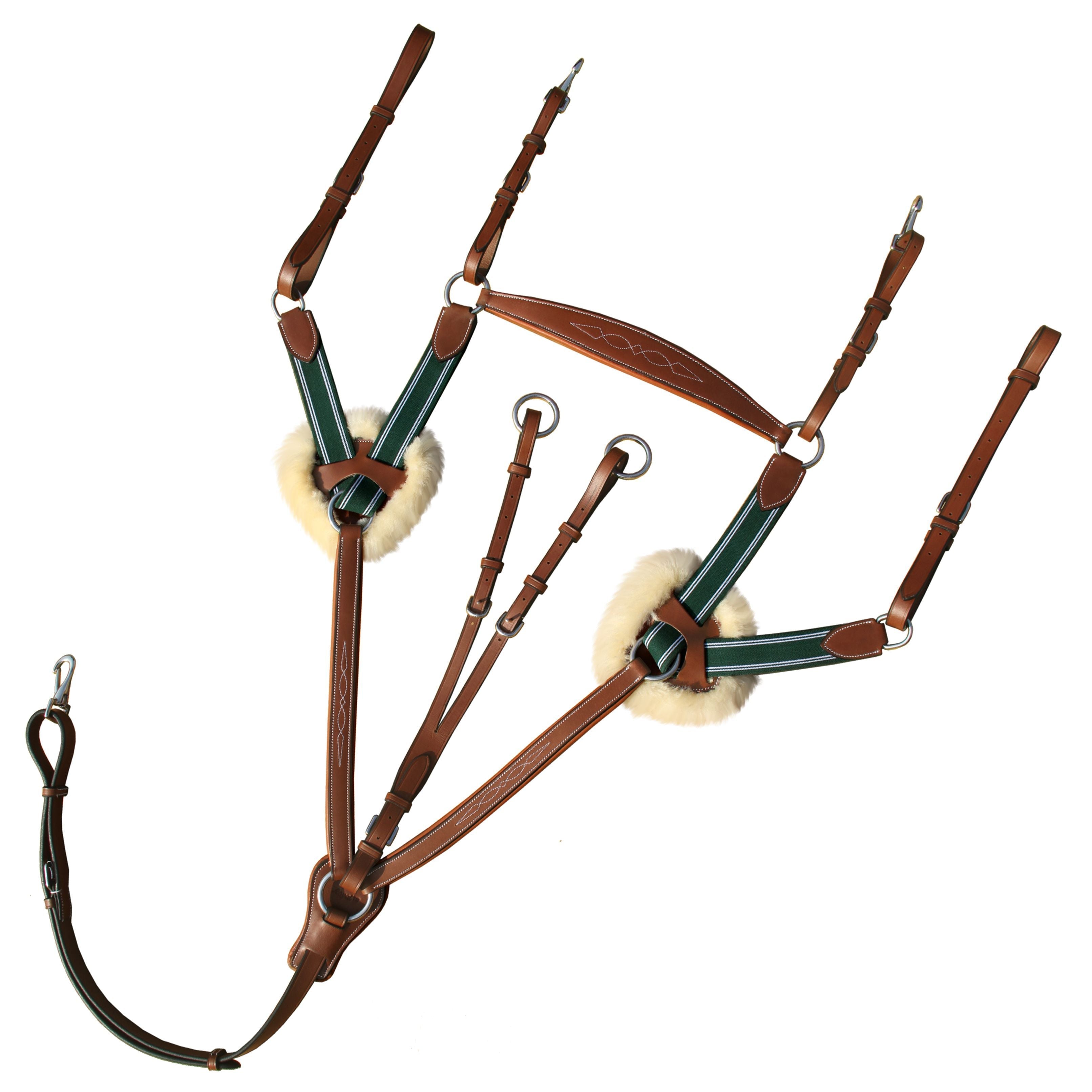 ExionPro 5 Point Breastplate - Green Elastic with White Lines by Bridles & Reins - alternate view 4
