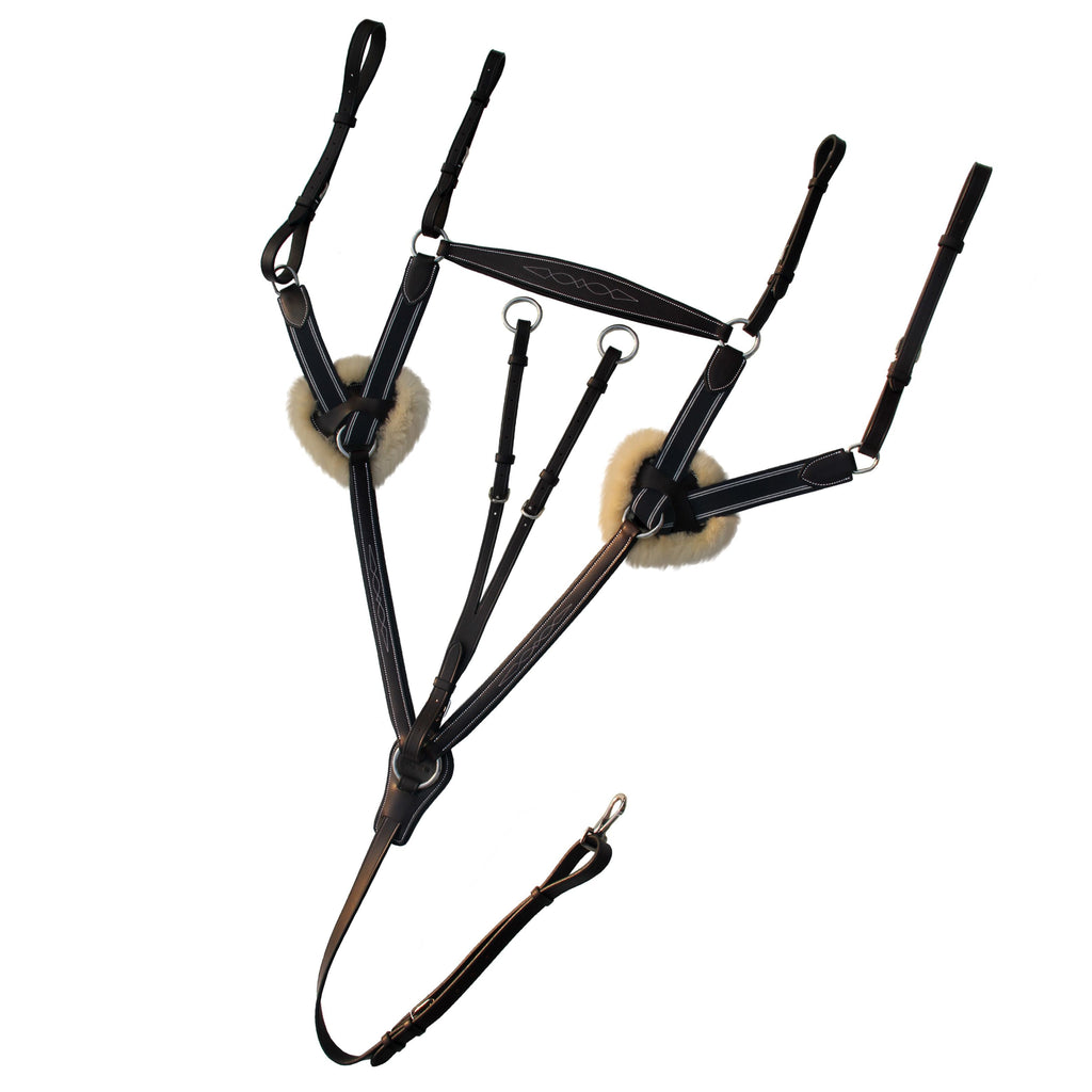 ExionPro 5 Point Breastplate - Navy Blue Elastic with White Lines by Bridles & Reins