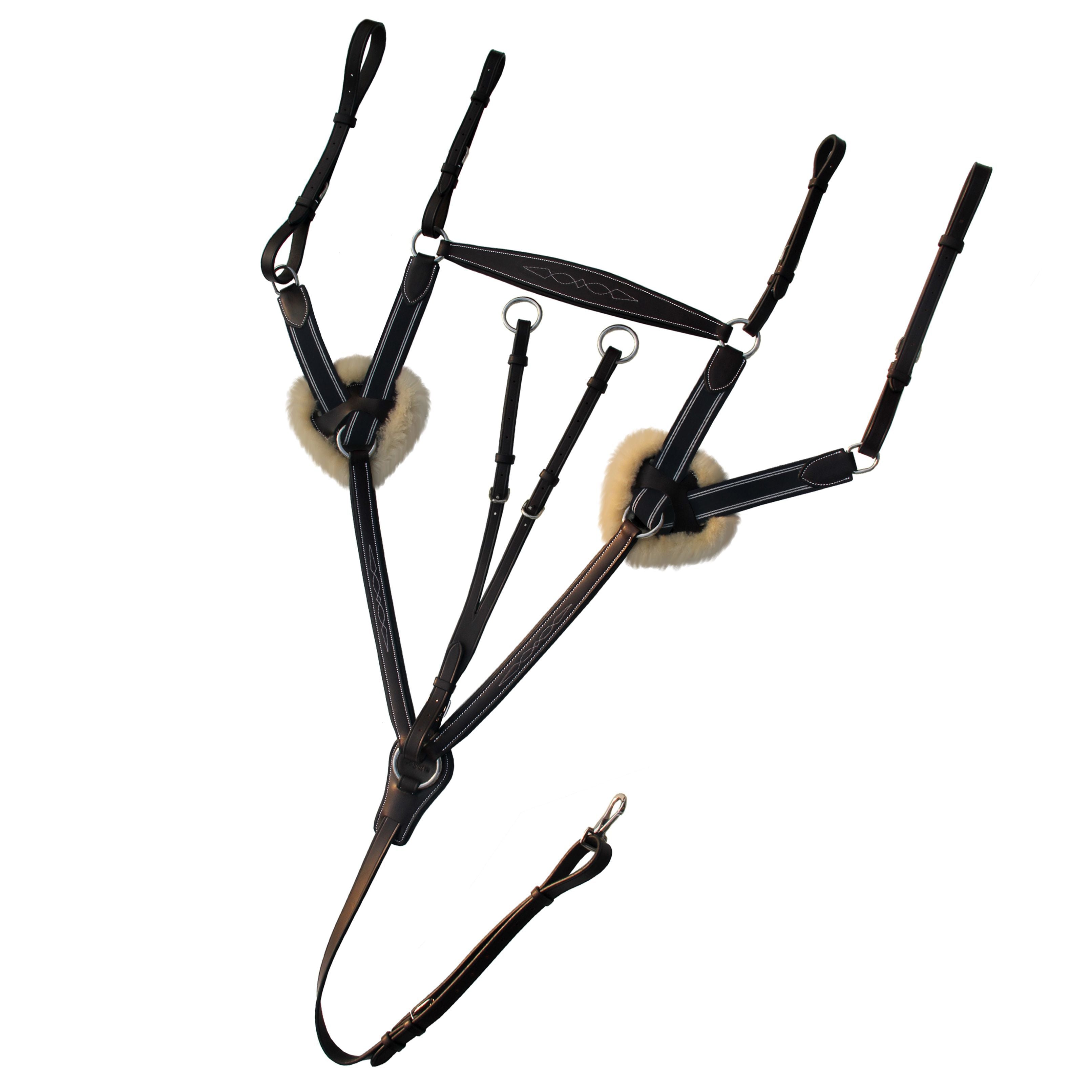 ExionPro 5 Point Breastplate - Navy Blue Elastic with White Lines by Bridles & Reins