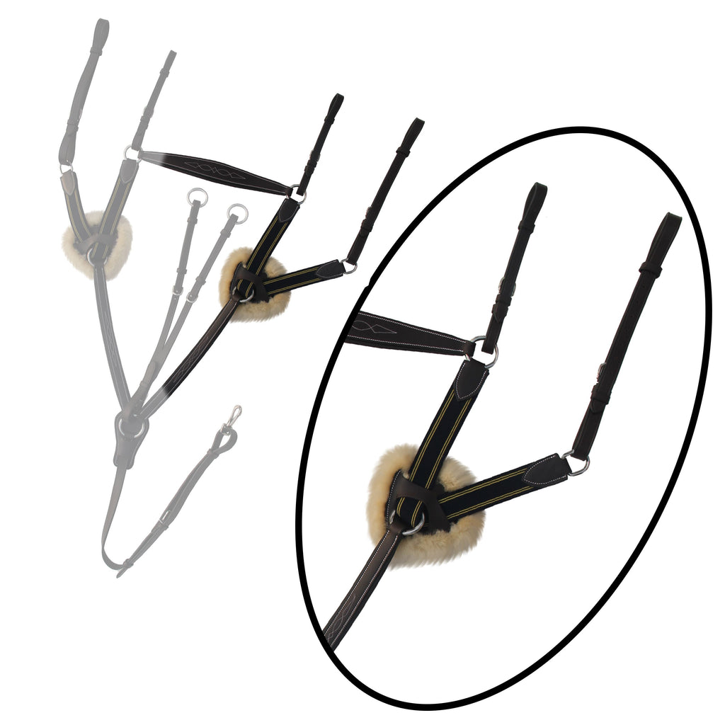 ExionPro 5 Point Breastplate - Navy Blue Elastic with Yellow Line by Bridles & Reins - alternate view 9
