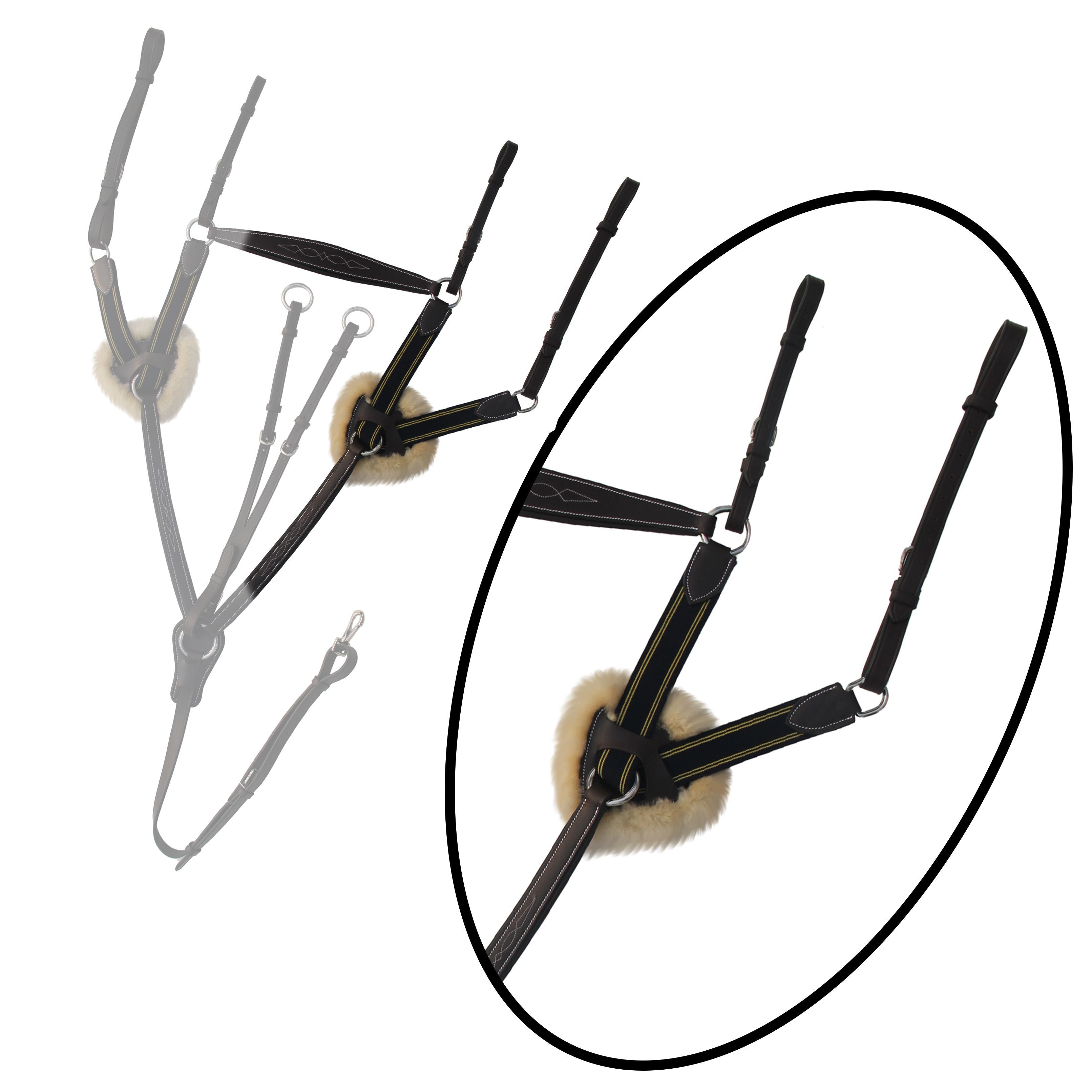 ExionPro 5 Point Breastplate - Navy Blue Elastic with Yellow Line by Bridles & Reins - alternate view 9