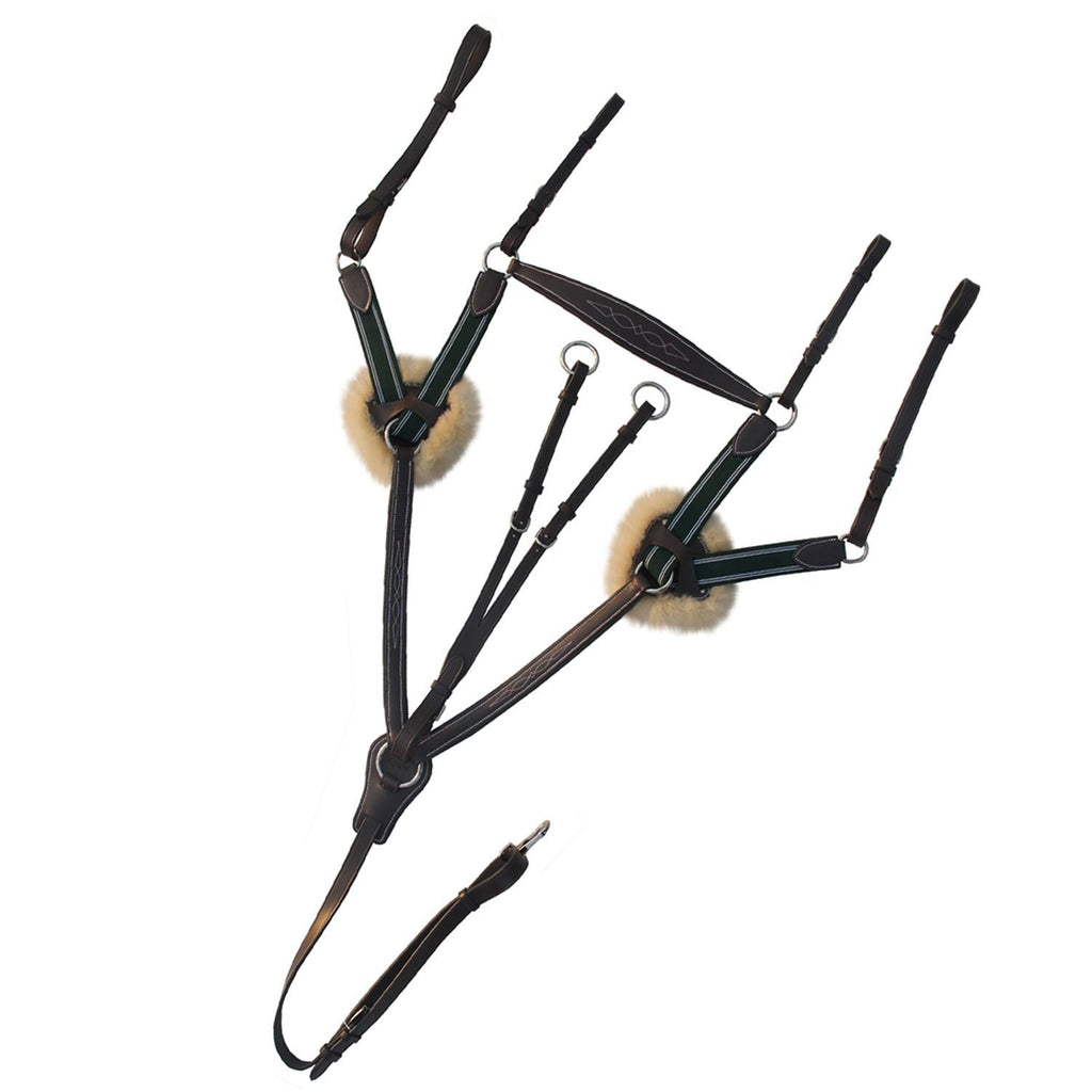 ExionPro 5 Point Breastplate - Green Elastic with White Lines by Bridles & Reins