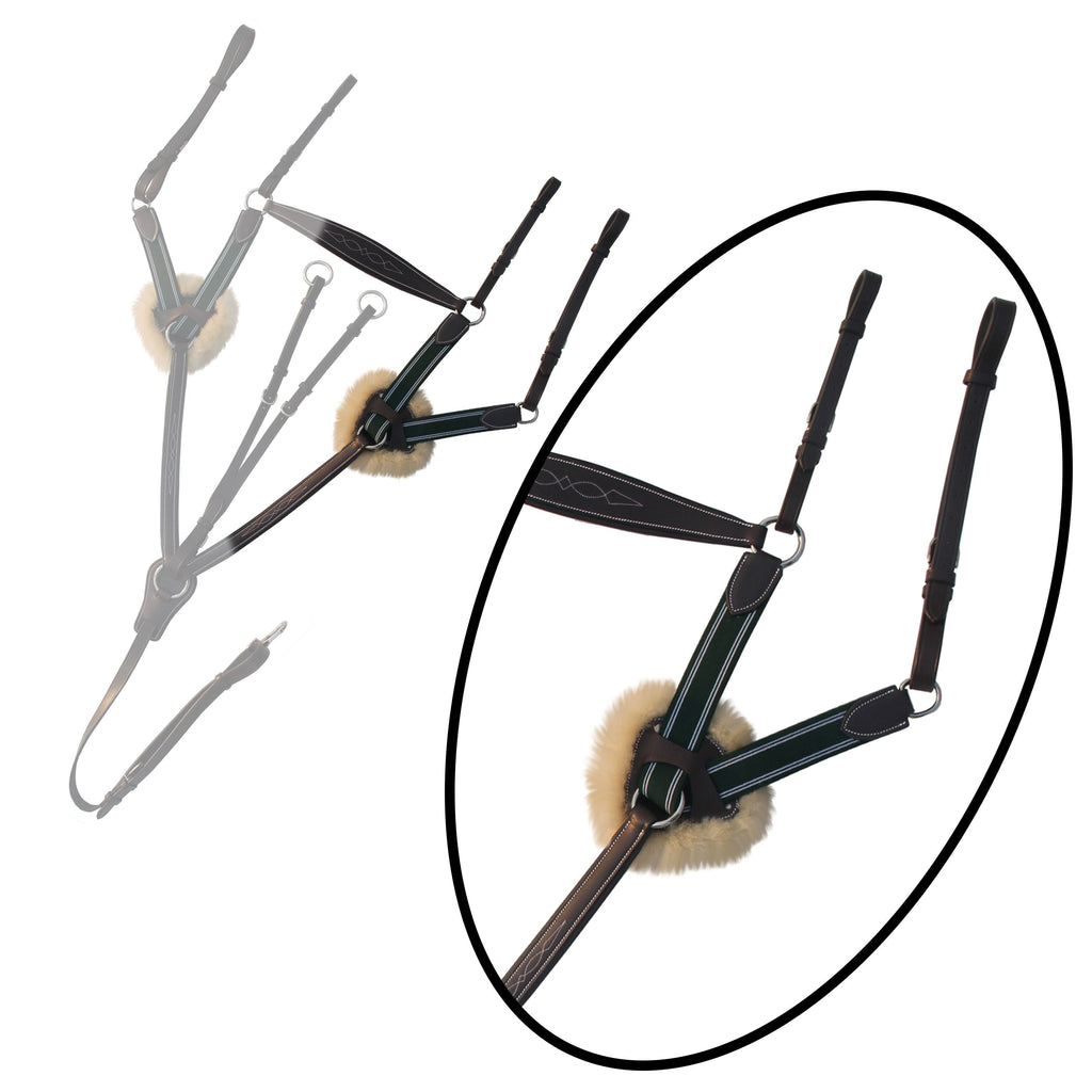 ExionPro 5 Point Breastplate - Green Elastic with White Lines by Bridles & Reins - alternate view 11