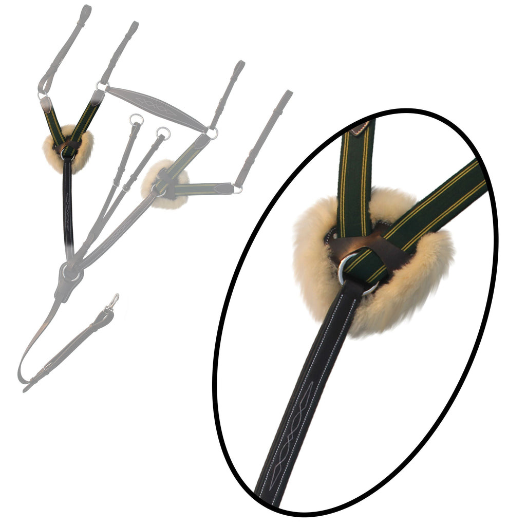 ExionPro 5 Point Breastplate - Green Elastic with Yellow Lines by Bridles & Reins - alternate view 9