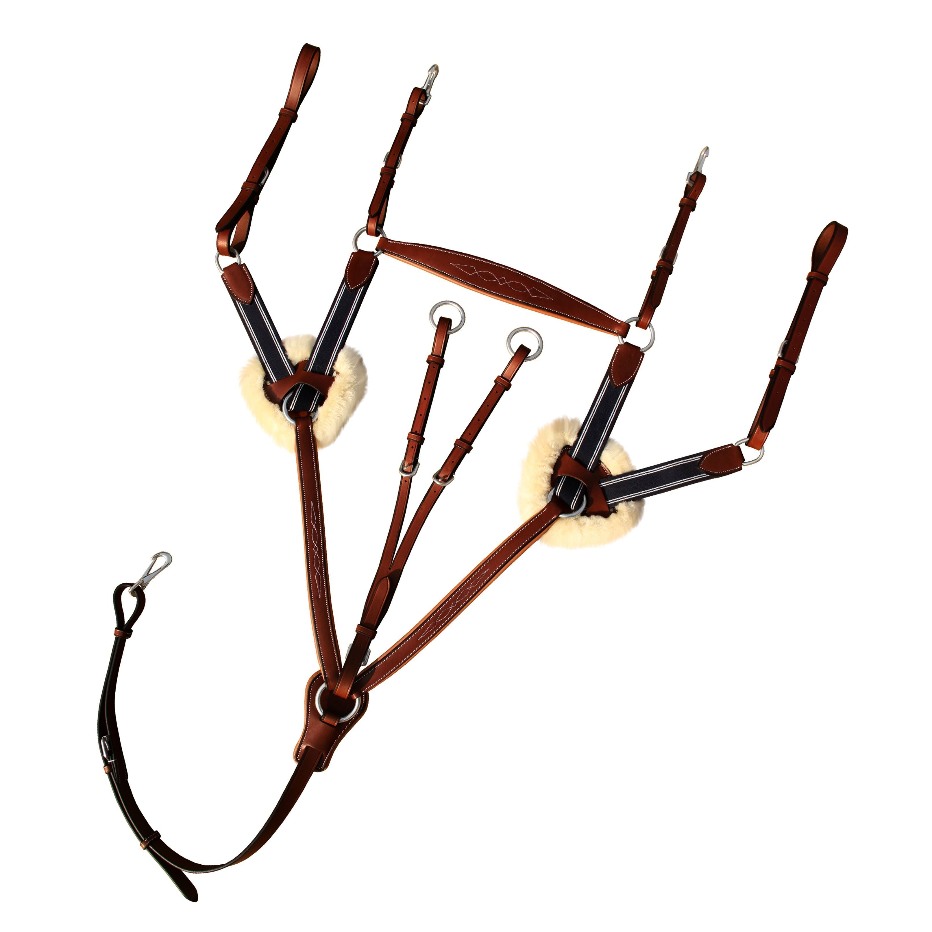 ExionPro 5 Point Breastplate - Navy Blue Elastic with White Lines by Bridles & Reins - alternate view 3