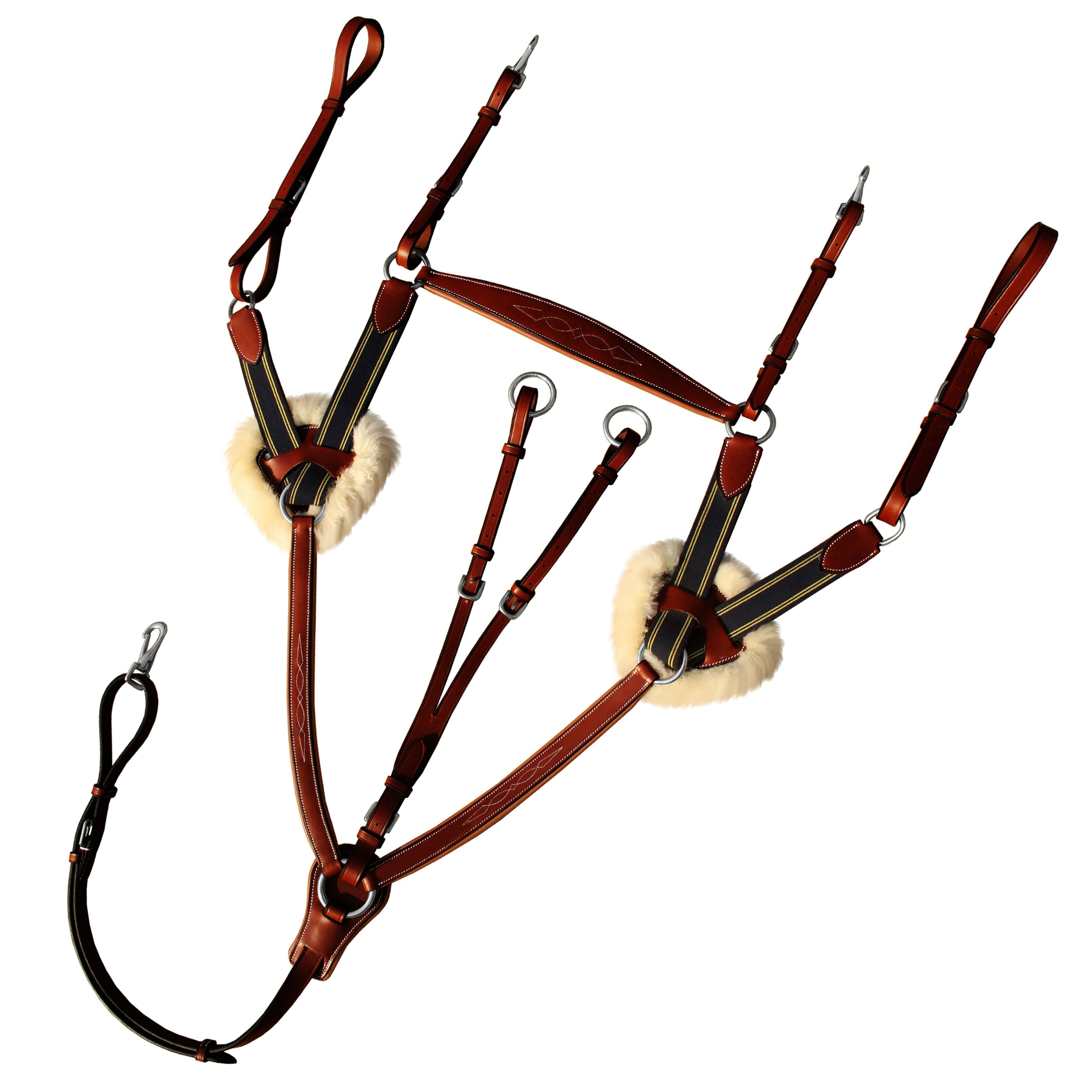 ExionPro 5 Point Breastplate - Navy Blue Elastic with Yellow Line by Bridles & Reins - alternate view 3