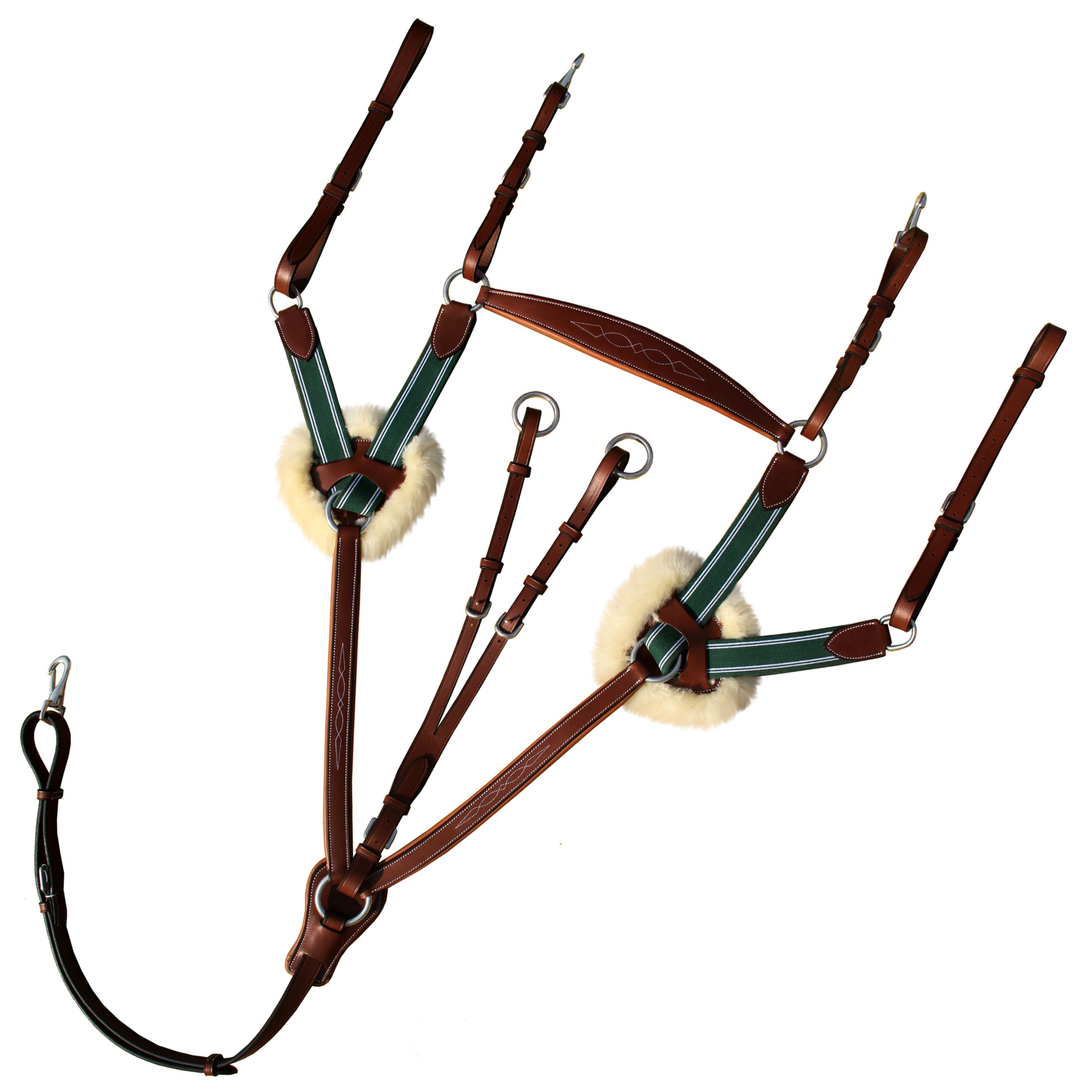 ExionPro 5 Point Breastplate - Green Elastic with White Lines by Bridles & Reins - alternate view 3