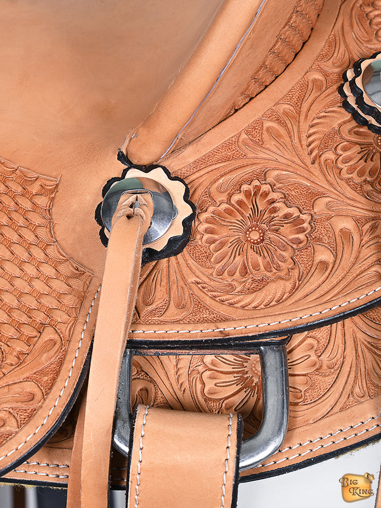 HILASON Western Horse Wade Saddle American Leather Ranch Roping Tan | Hand Tooled & For Horses