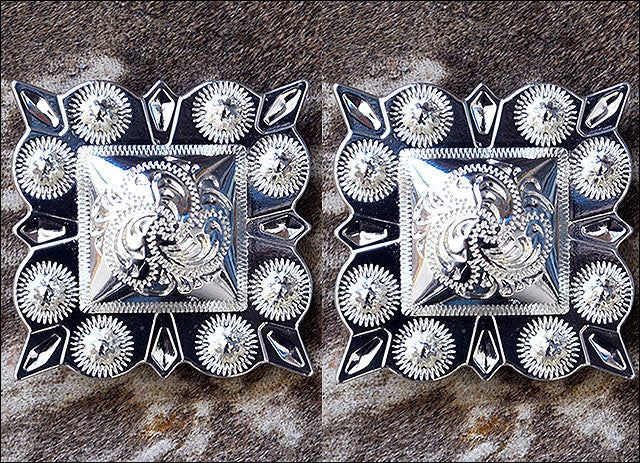 Western Screw Back Concho German Silver 1.5 In Square Cowgirl S Hilason