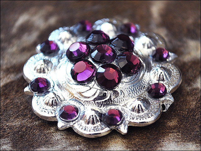 Hilason Amethyst Crystal Berry Concho - Headstall